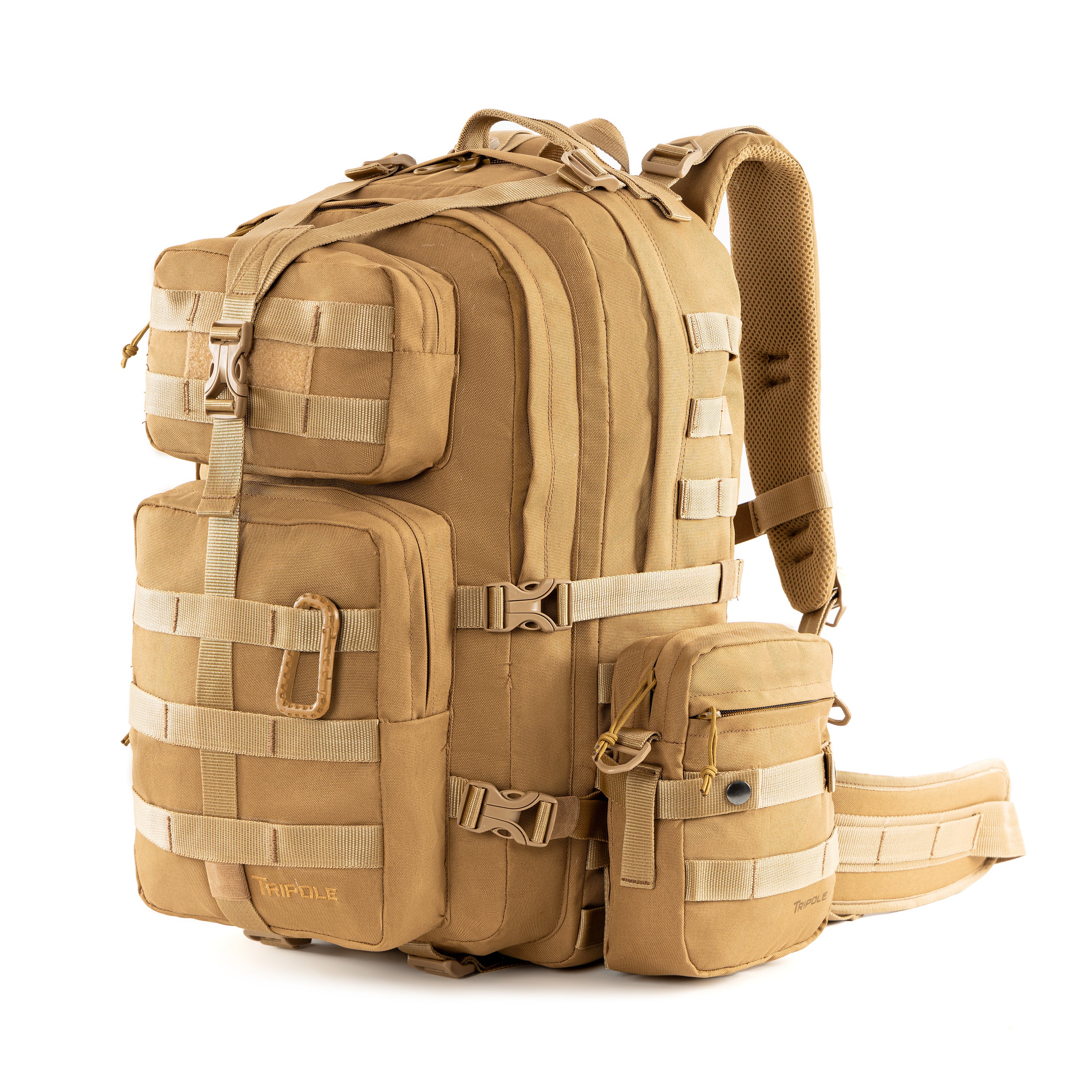 Tripole Alfa Military Tactical Backpack Khaki Front Rucksack Detachable Sling Bag 45 Litres Trekking Travelling Hiking
