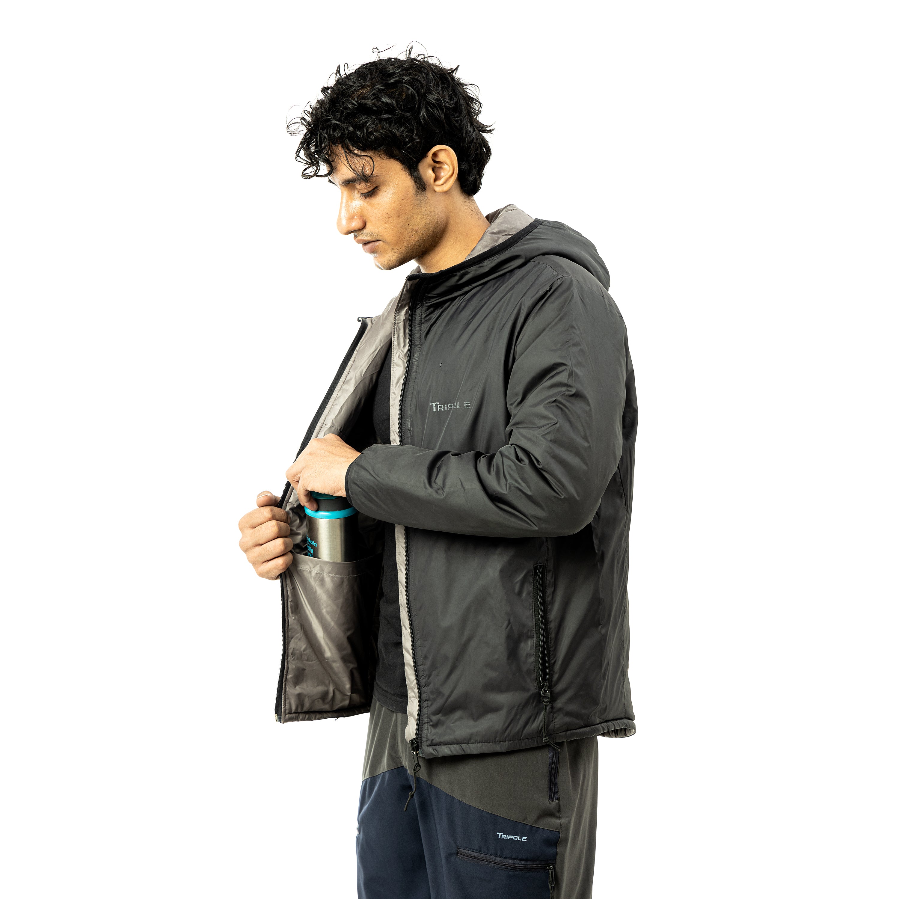 Tripole Mens Jacket 5°C Black Side - Winter Comfort Trekking Daily Use