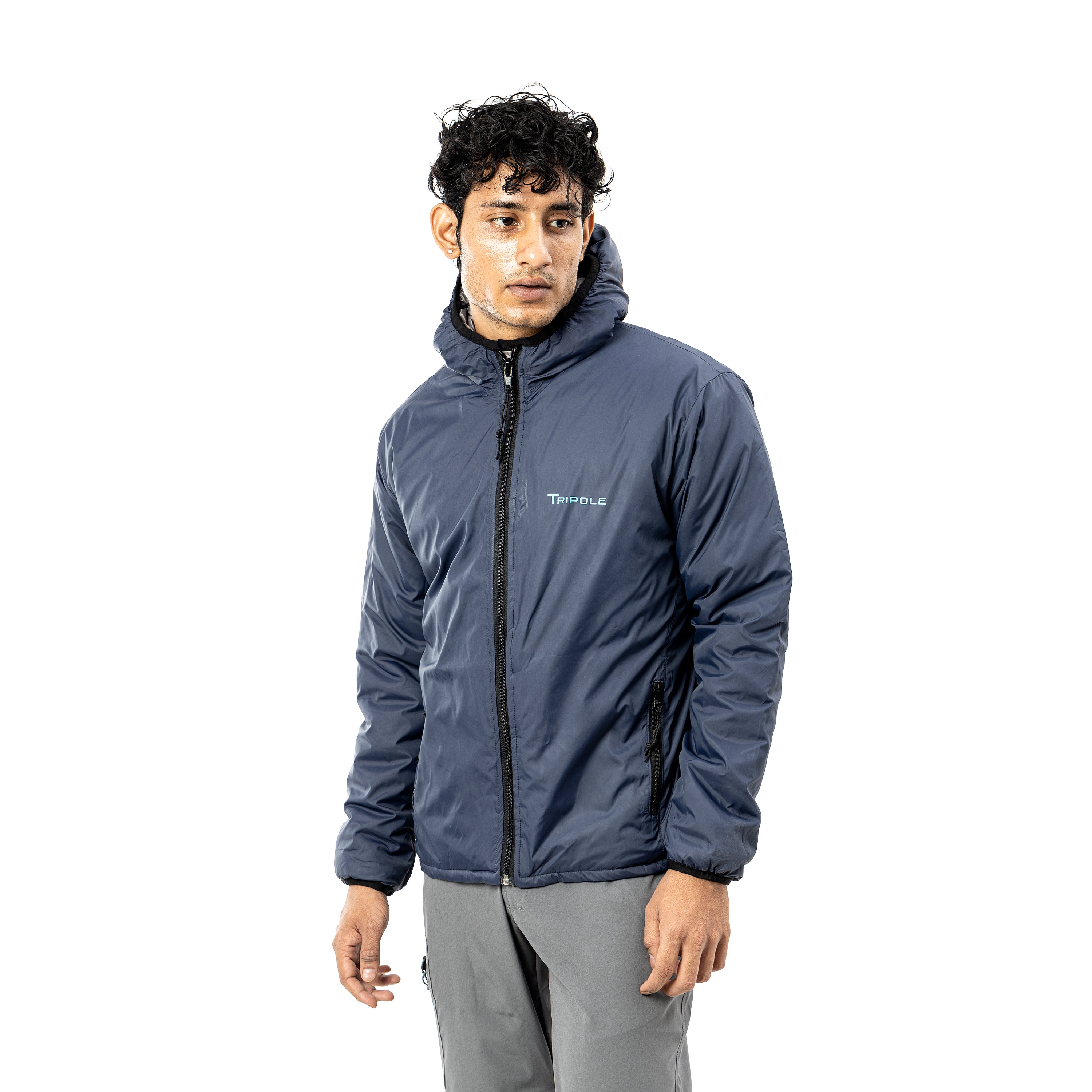 Tripole Mens Jacket 5°C Navy Blue Front - Winter Comfort Trekking Daily Use