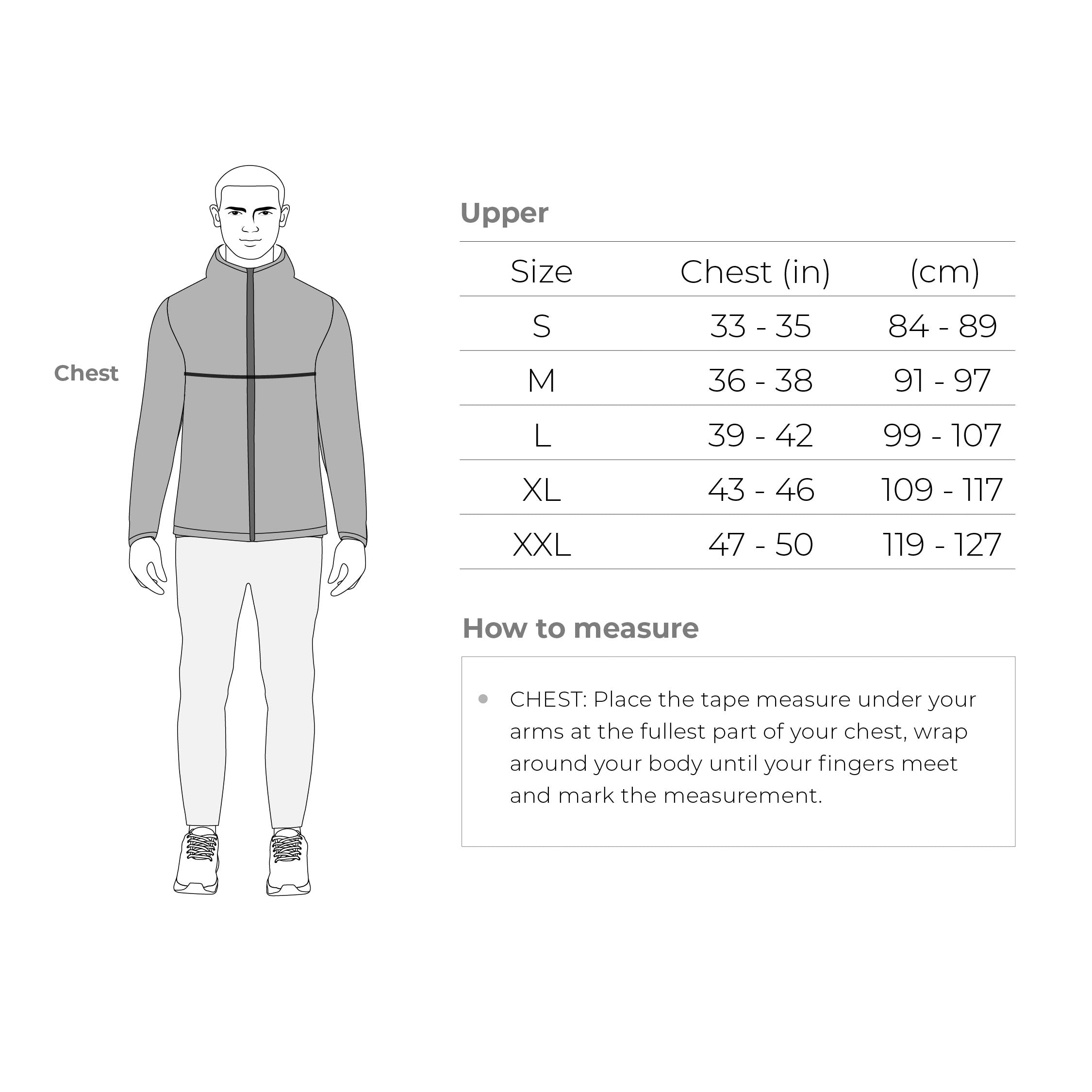 all-groups Tripole Mens Jacket 5°C Size Chart - Winter Comfort Trekking Daily Use