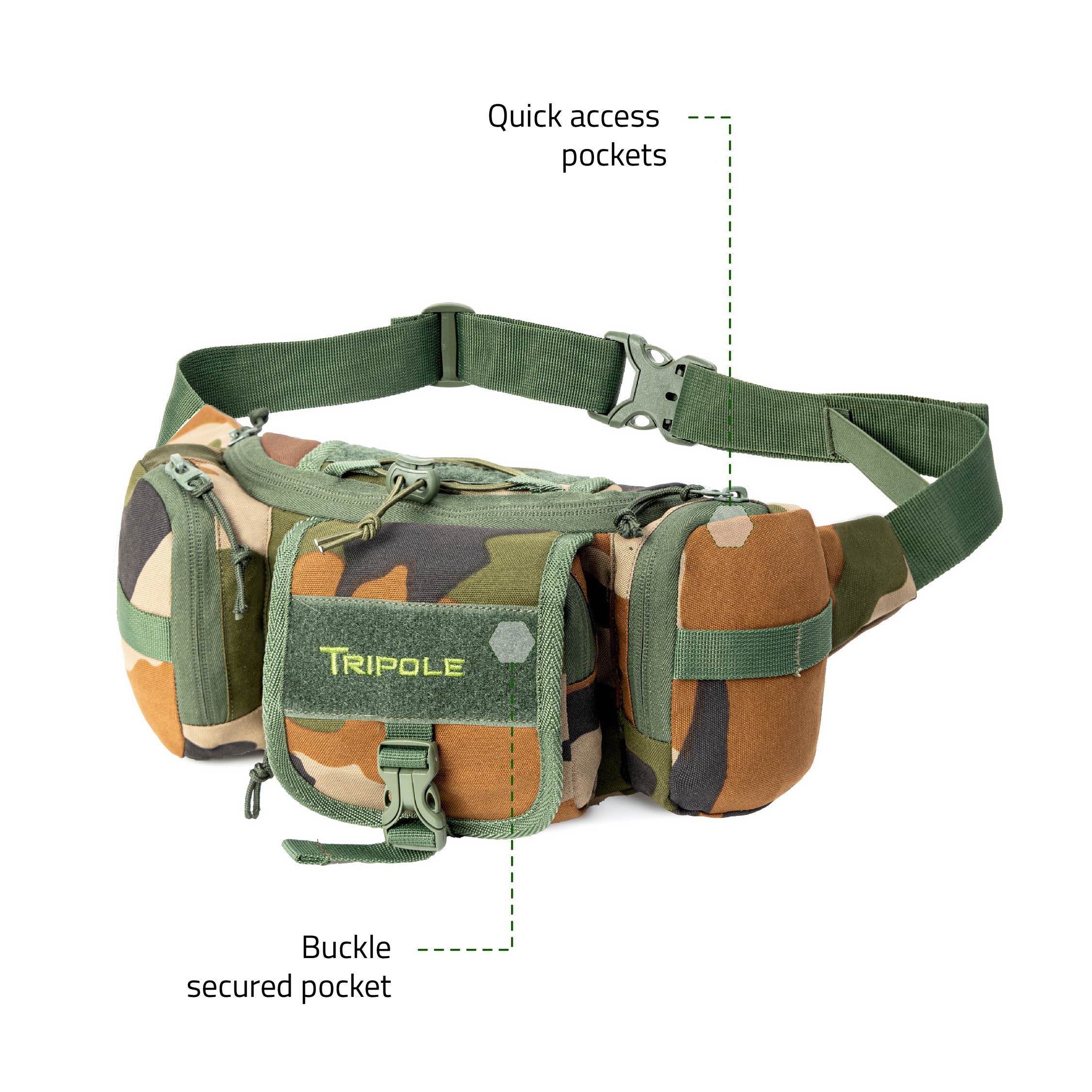 Tripole Tactical Waist Pack Indian Army Front Trekking Hiking Backpacking Travelling