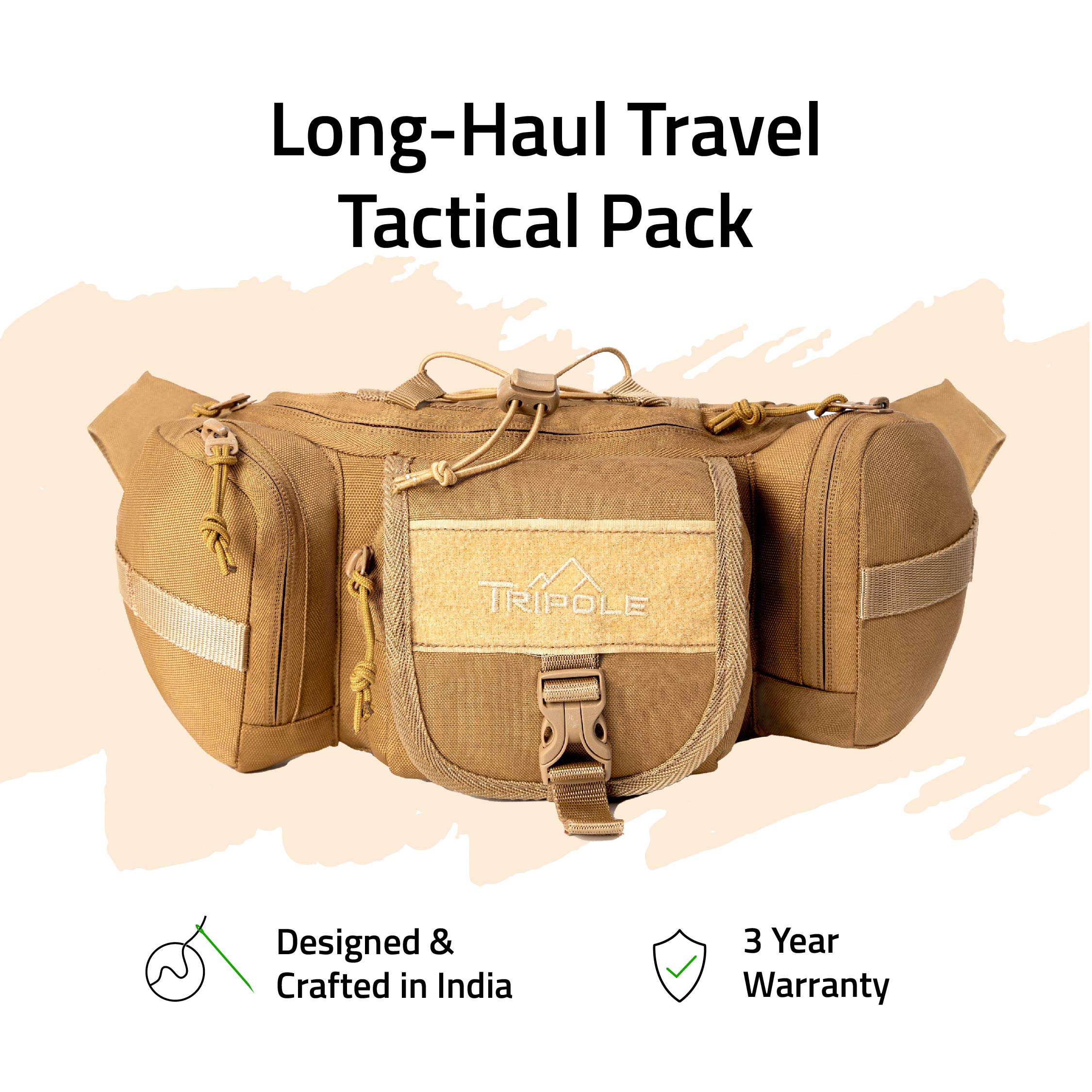 Tripole Tactical Waist Pack Khaki Trekking Hiking Backpacking Travelling
