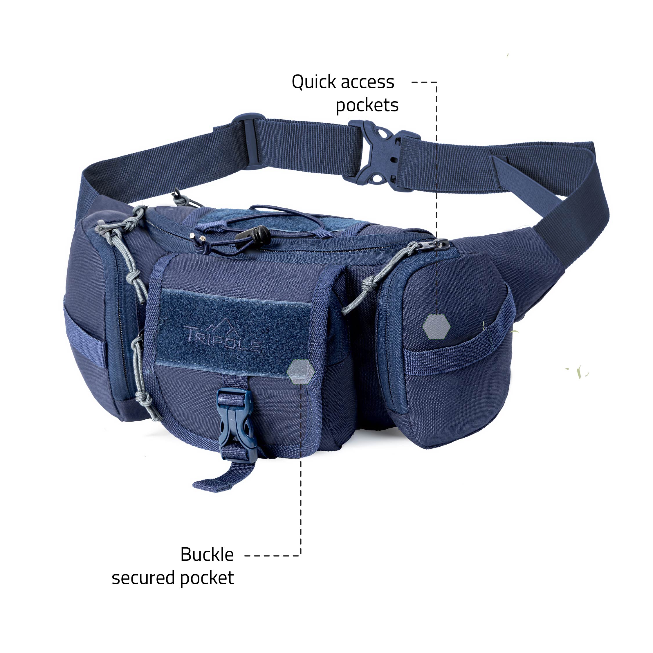 Tripole Tactical Waist Pack Navy Blue Trekking Hiking Backpacking Travelling