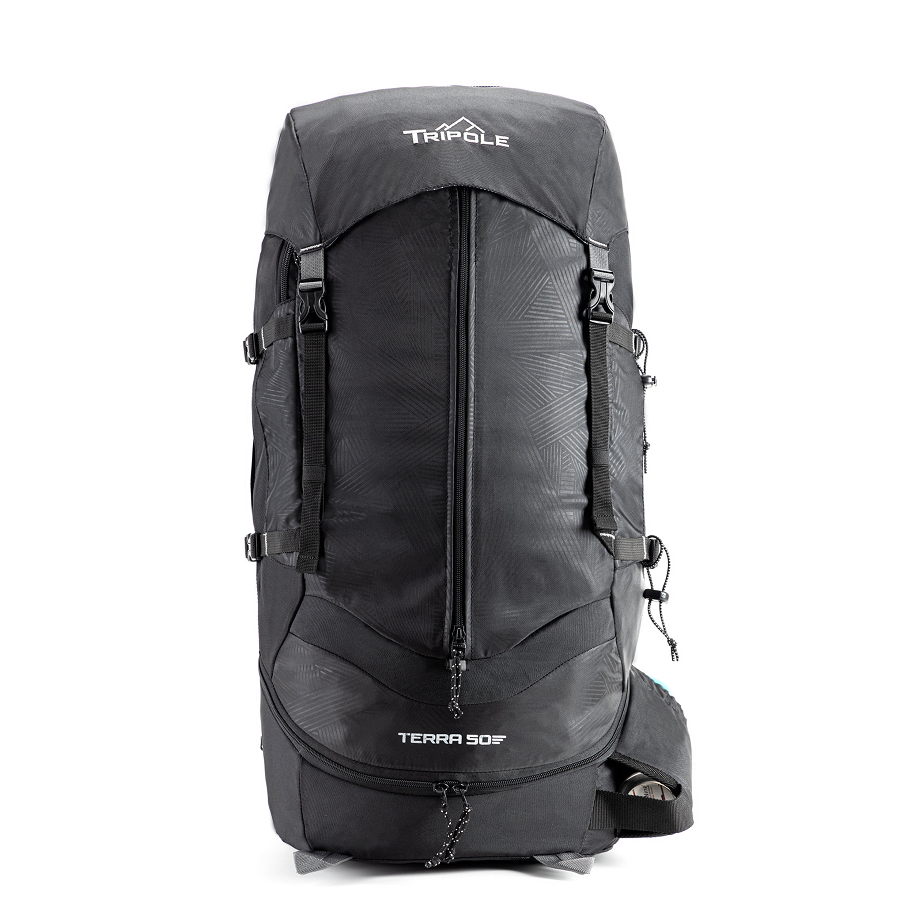 Tripole Terra 50L Black Front Rucksack Trekking Backpacking Hiking Travelling