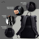 Tripole Tusker Roller Top Laptop Backpack Black Back Infographics Travelling Multi utility