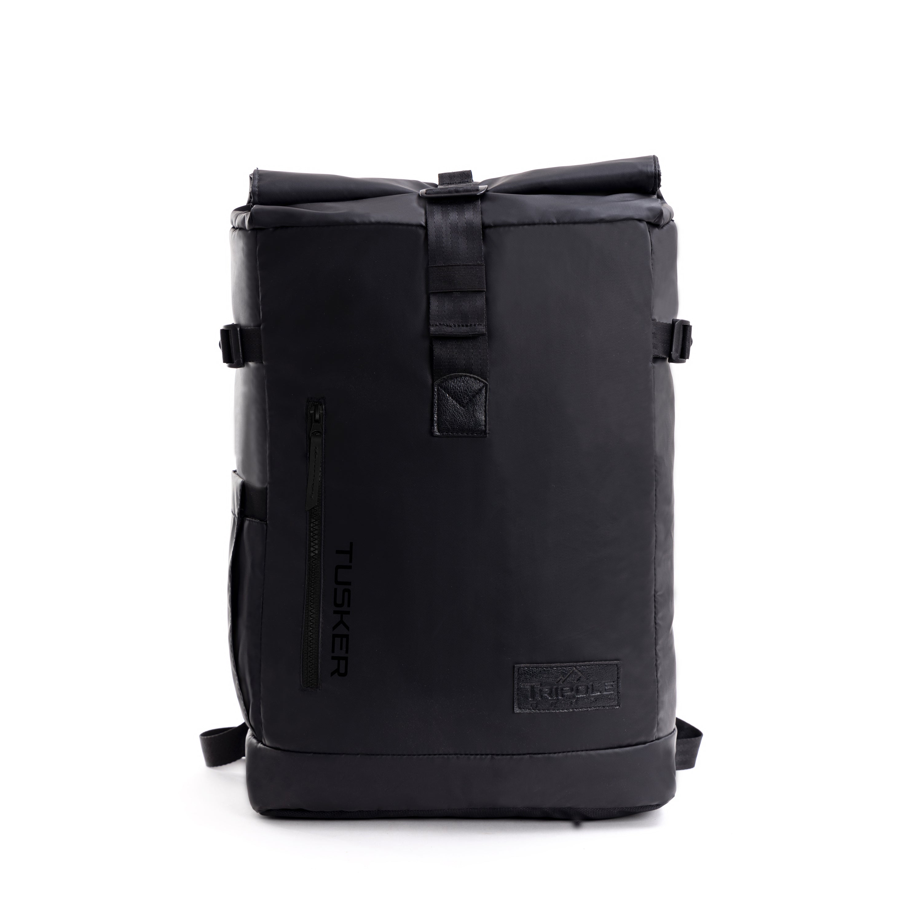 Tripole Tusker Roller Top Laptop Backpack Black Front Travelling Multi utility