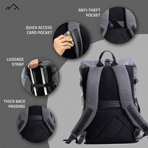 Tusker Roller Top Laptop Backpack  | Grey