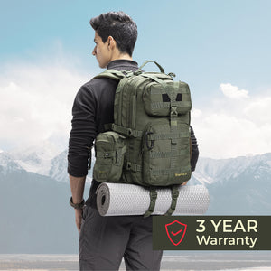 Tripole Alfa 45 Litres Military Tactical Backpack and Rucksack with Detachable Sling Bag | Rain Cover | 3 Year Warranty - Army Green