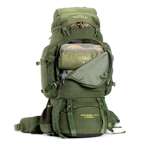 Tripole Colonel Metal Frame Rucksack with Detachable Bag for Trekking and Travelling | Laptop Sleeve | Water Repellent | Rain Cover | 3 Year Warranty | 105 Litres, Army Green