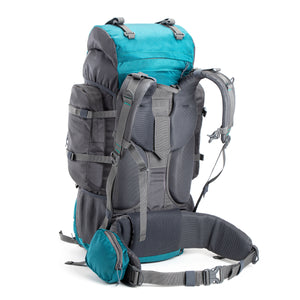 Tripole Walker 65 Litre Rucksack for Trekking and Travel | Laptop Sleeve | Water Repellent | Rain Cover | 3 Year Warranty | Grey & Sea Green