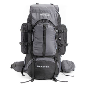Tripole Walker 65 Litre Rucksack for Trekking and Travel | Laptop Sleeve | Water Repellent | Rain Cover | 3 Year Warranty | Black & Grey
