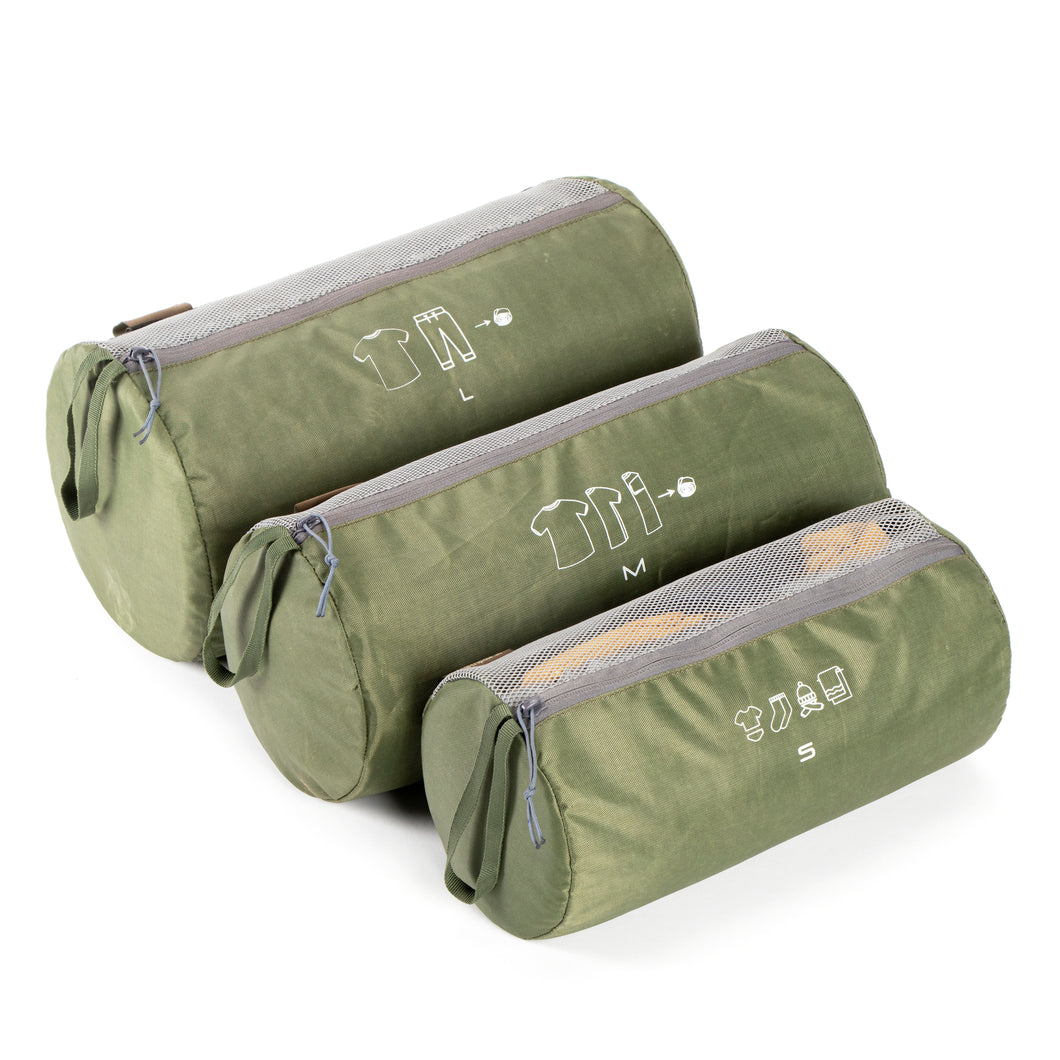 Tripole Organizer Packs - Cylindrical Shaped for Rucksacks - Set of 3 | Army Green