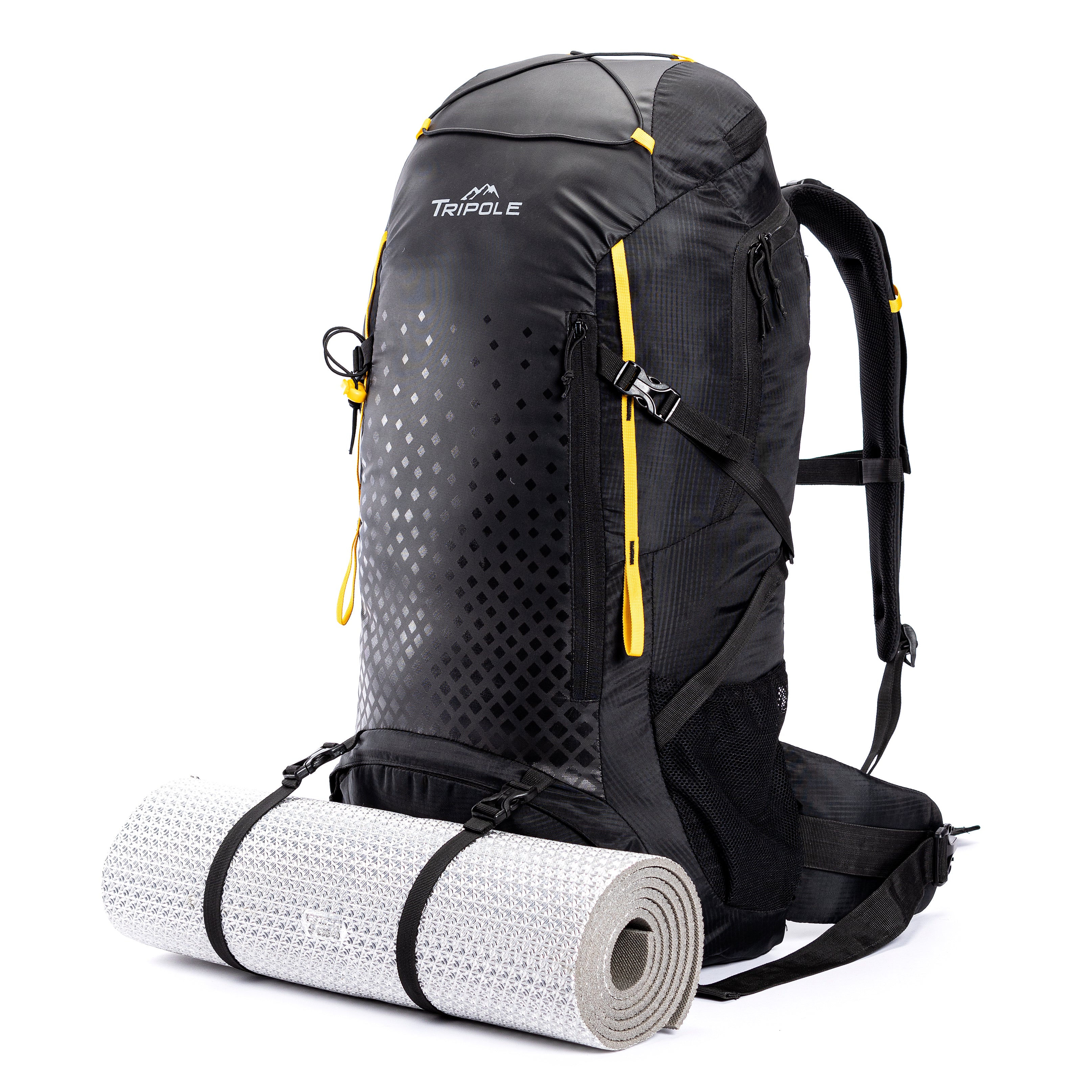 Tripole Air 62L Black with gears Rucksack Trekking Backpacking Hiking Camping