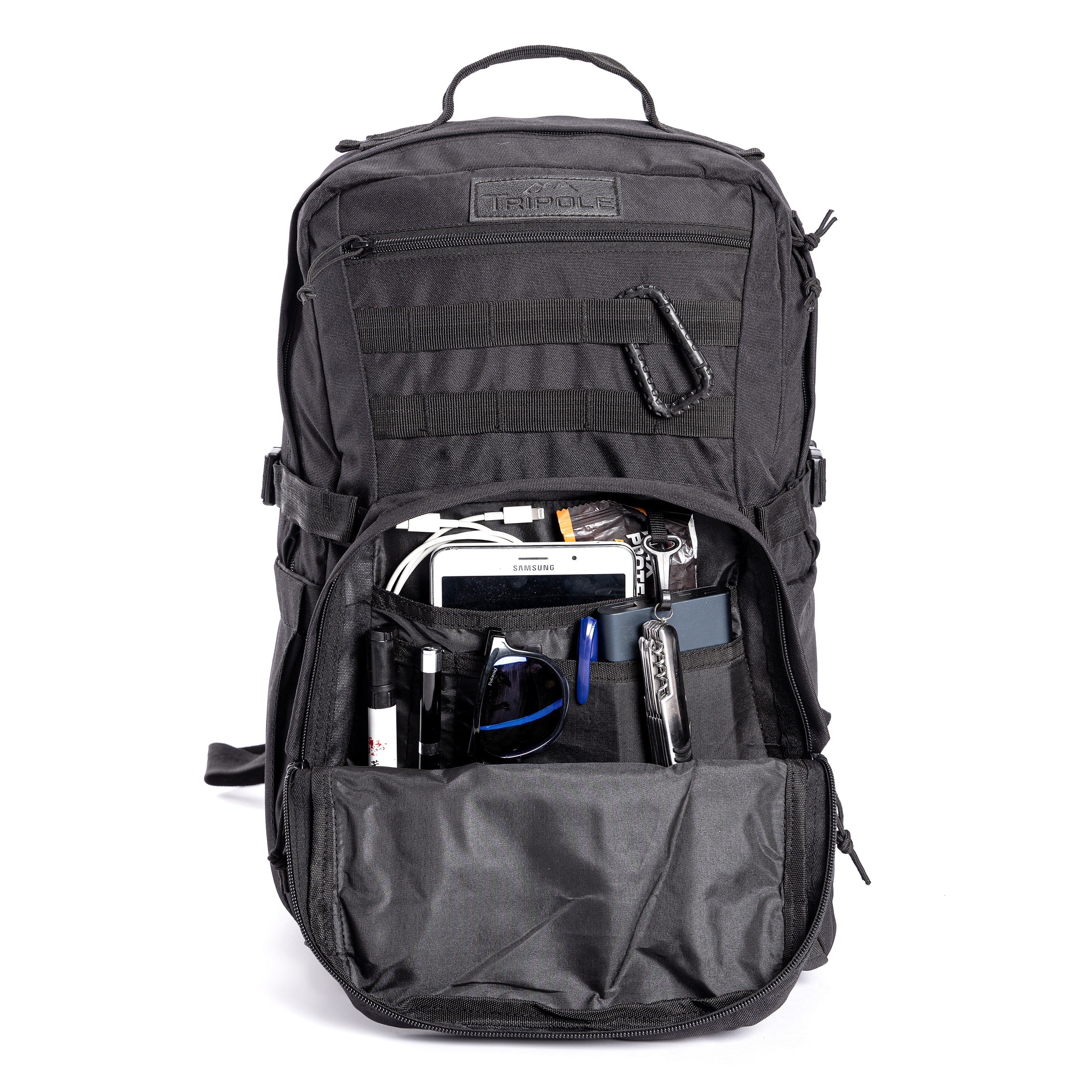 Tripole Captain Black Front Pocket 25L Daypack Backpack Travelling Hiking