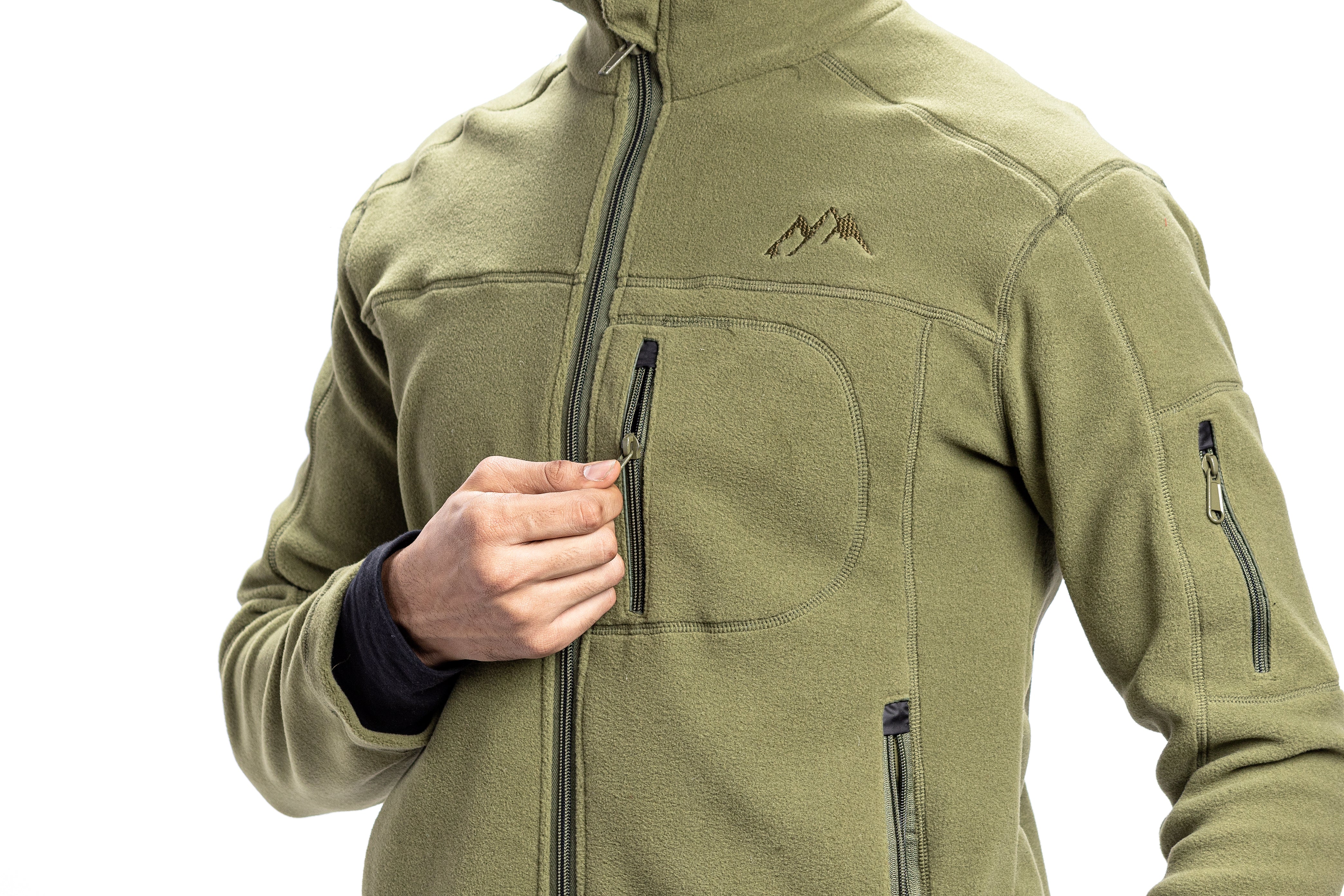 Tripole Anti-Pilling Fleece Winter Jacket and Windcheater Pseude Green Close up
