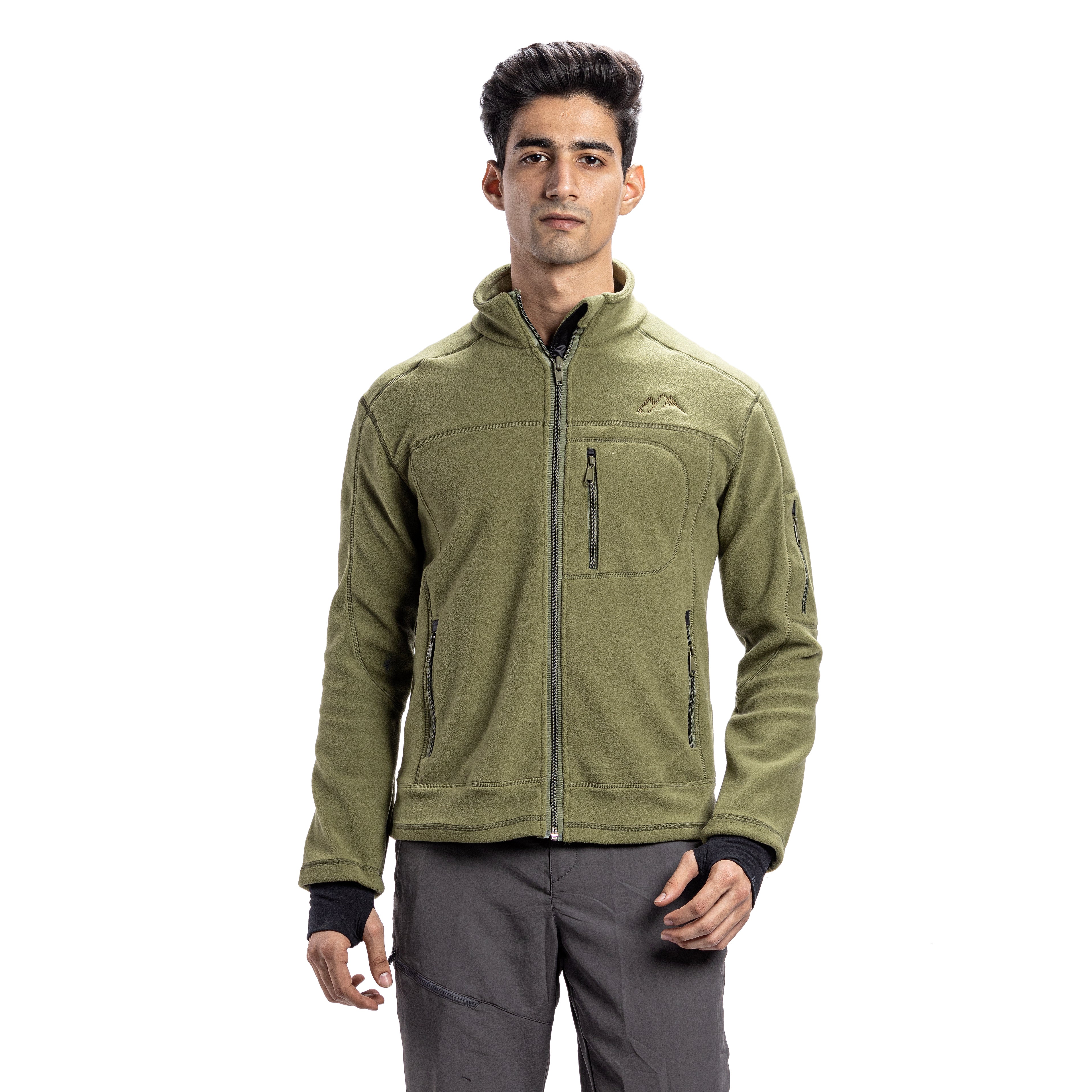 Tripole Anti-Pilling Fleece Winter Jacket and Windcheater Pseude Green Front