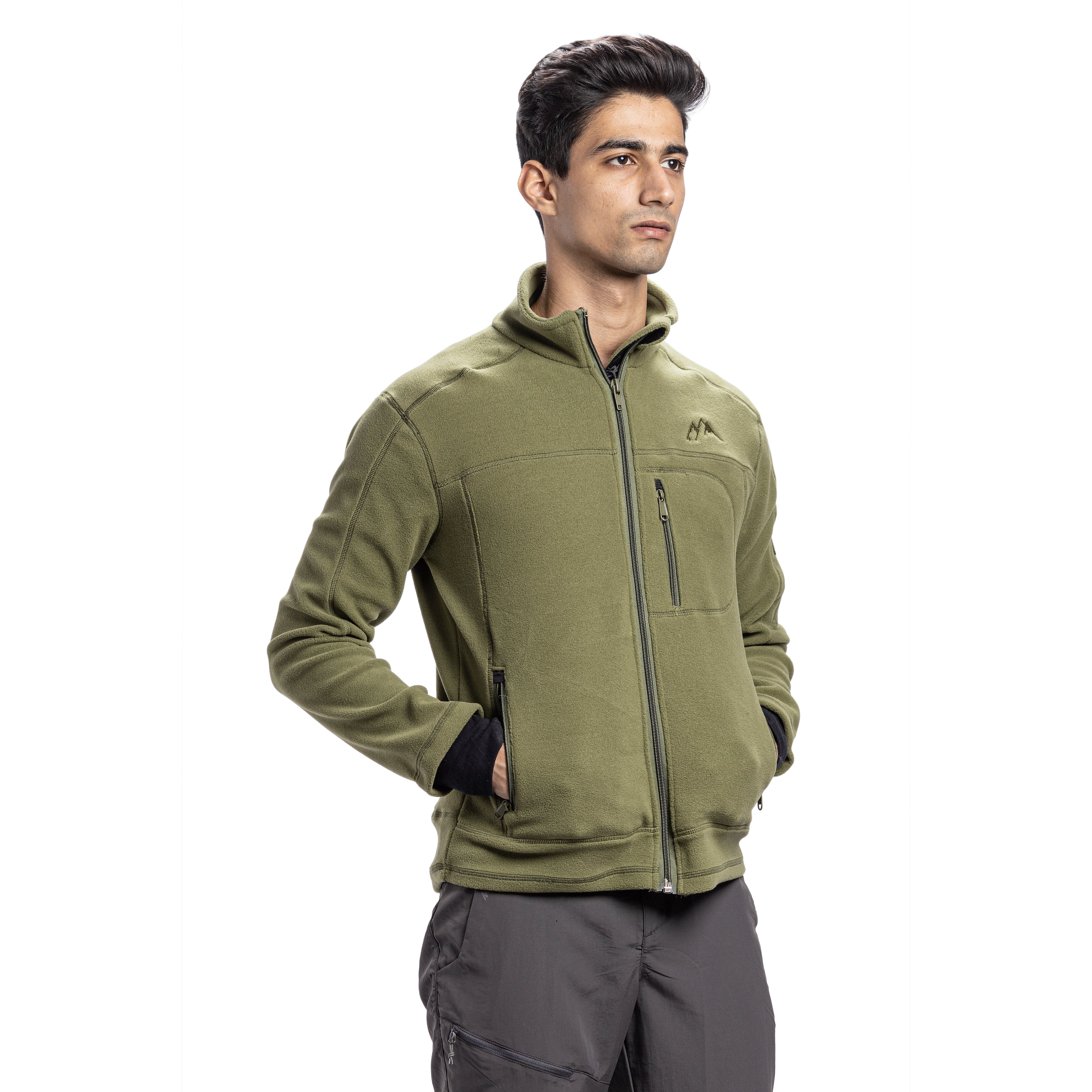 Tripole Anti-Pilling Fleece Winter Jacket and Windcheater Pseude Green Front