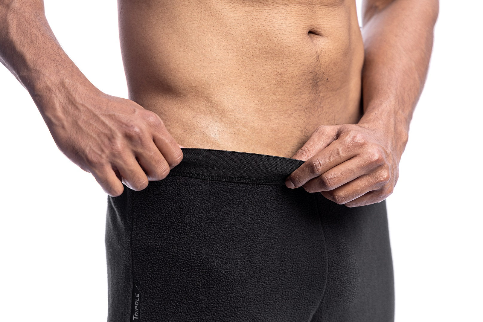 Tripole Fleece Warmer Bottom Wear Black Close up for Cold Weather, Camping and Hiking