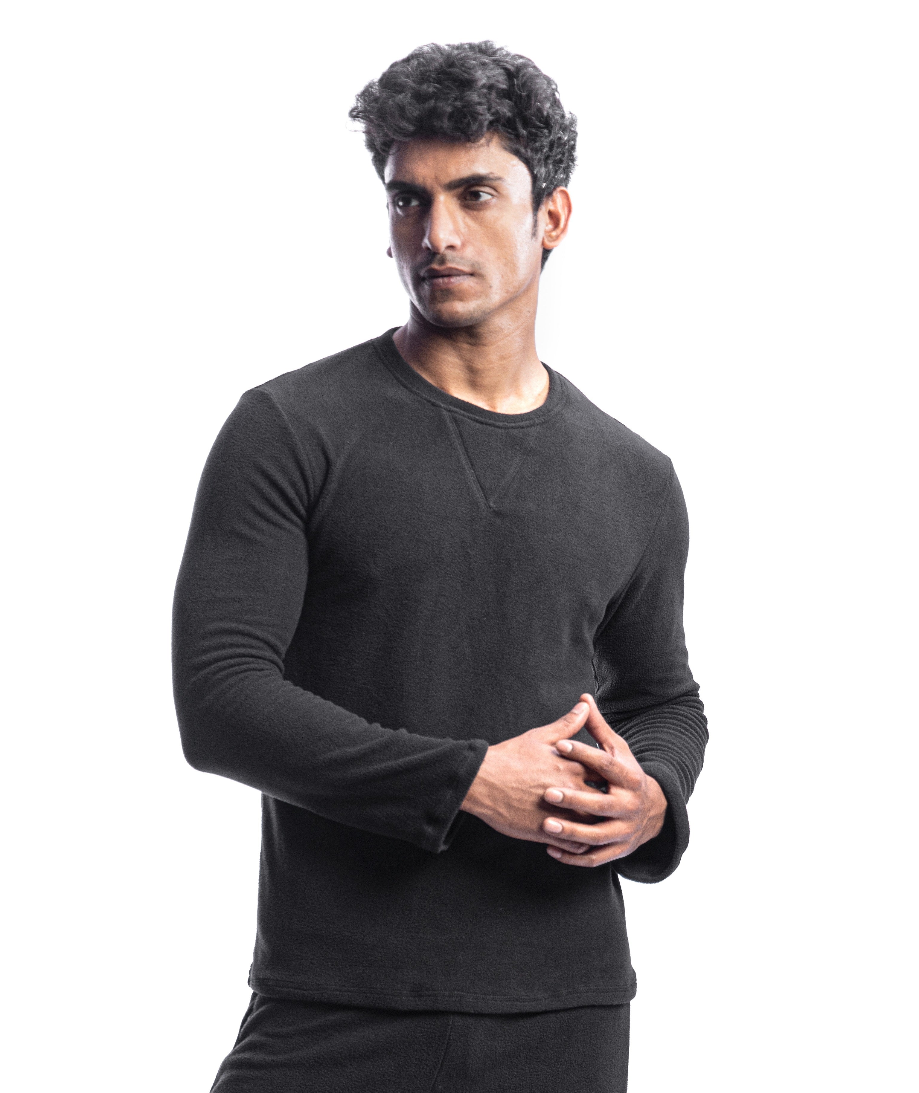 Tripole Fleece Warmer Upper Wear Black Front for Cold Weather, Camping and Hiking