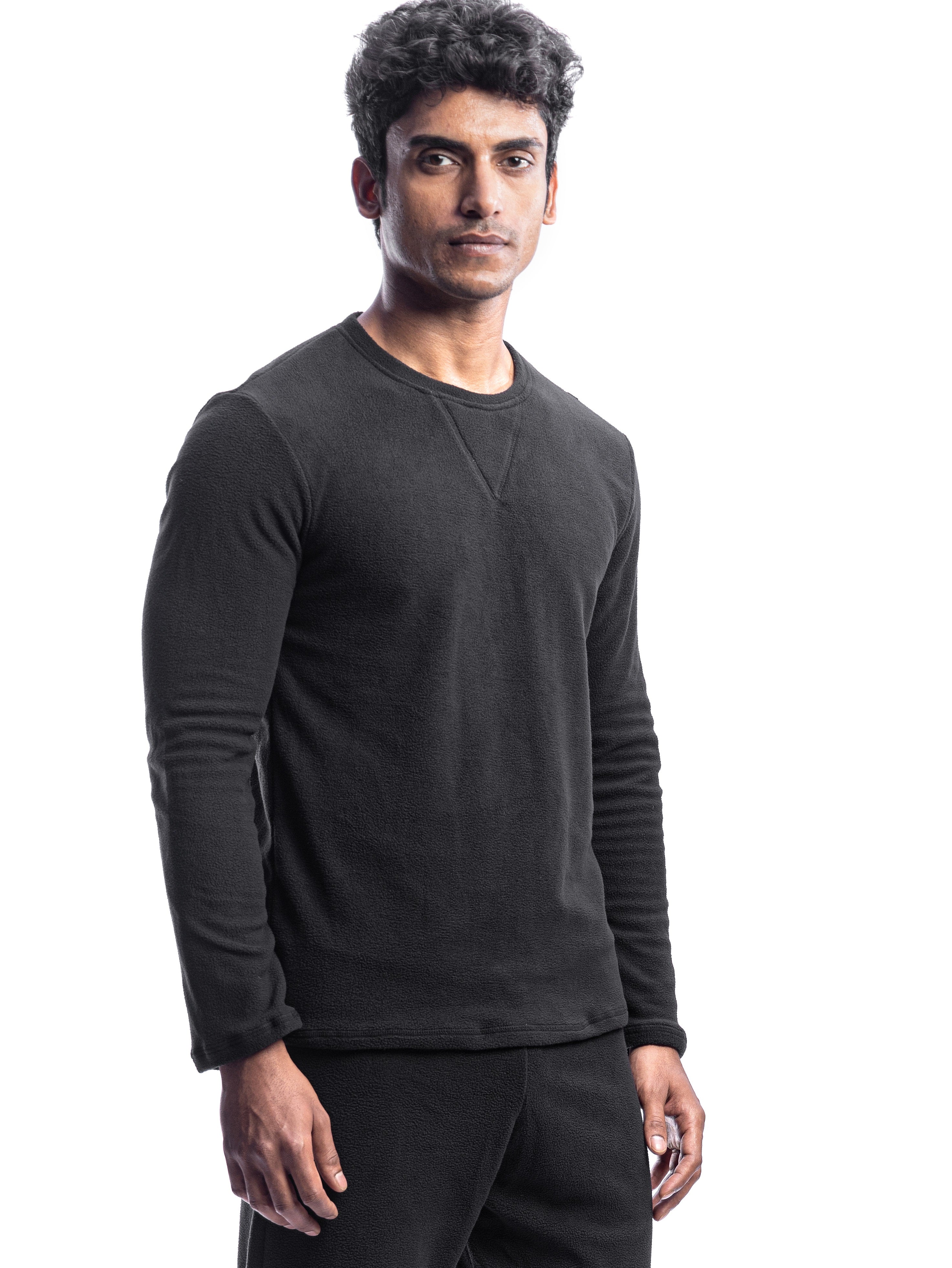 Tripole Fleece Warmer Upper Wear Black Front for Cold Weather, Camping and Hiking