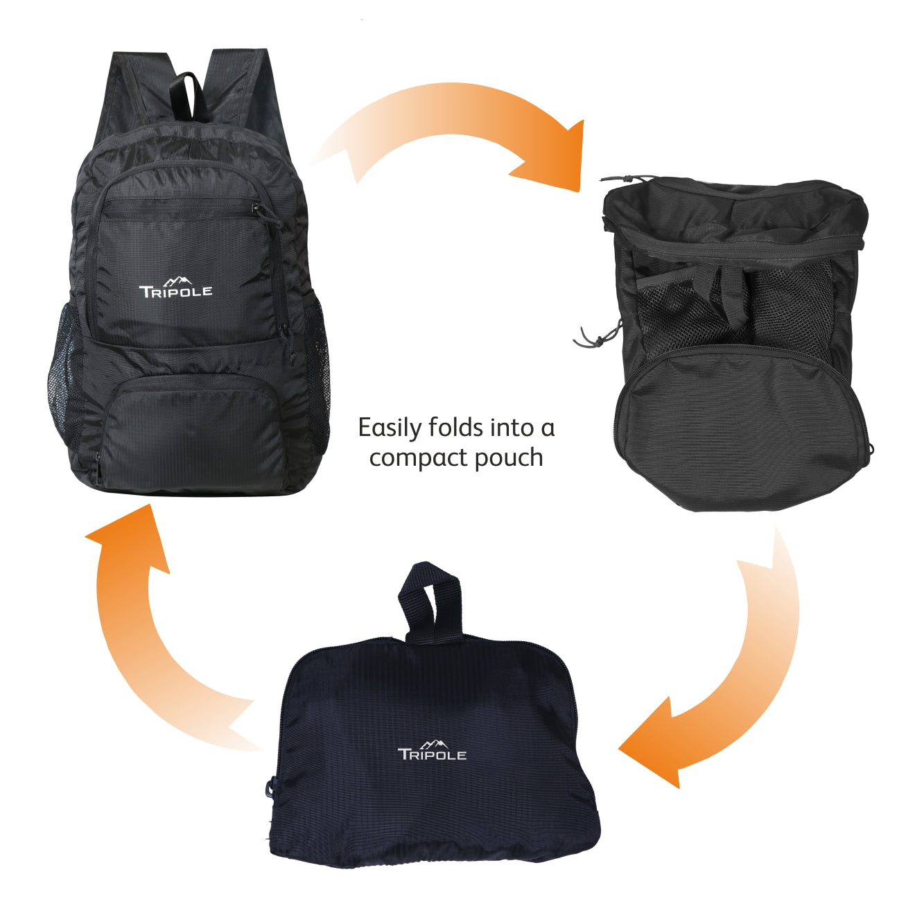Tripole Foldable Black How to Fold - 20 Litre Day Bag Backpack Trekking Daily Use