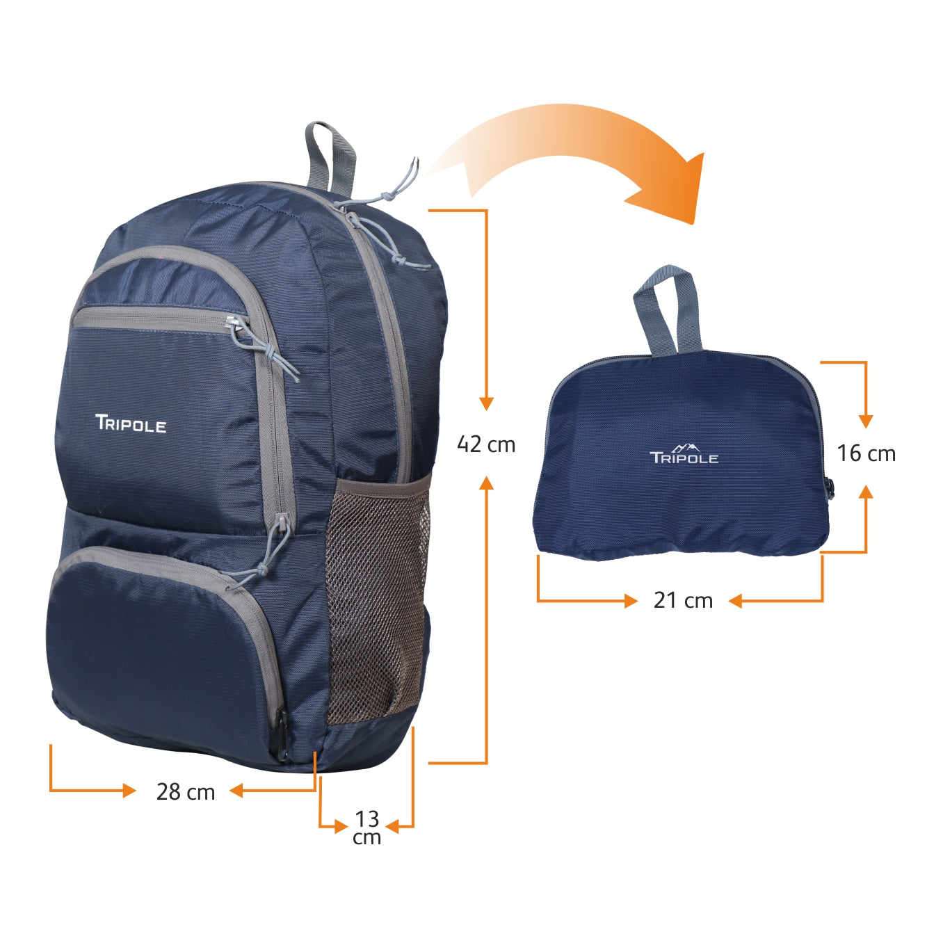 Tripole Foldable Blue Dimensions - 20 Litre Day Bag Backpack Trekking Daily Use