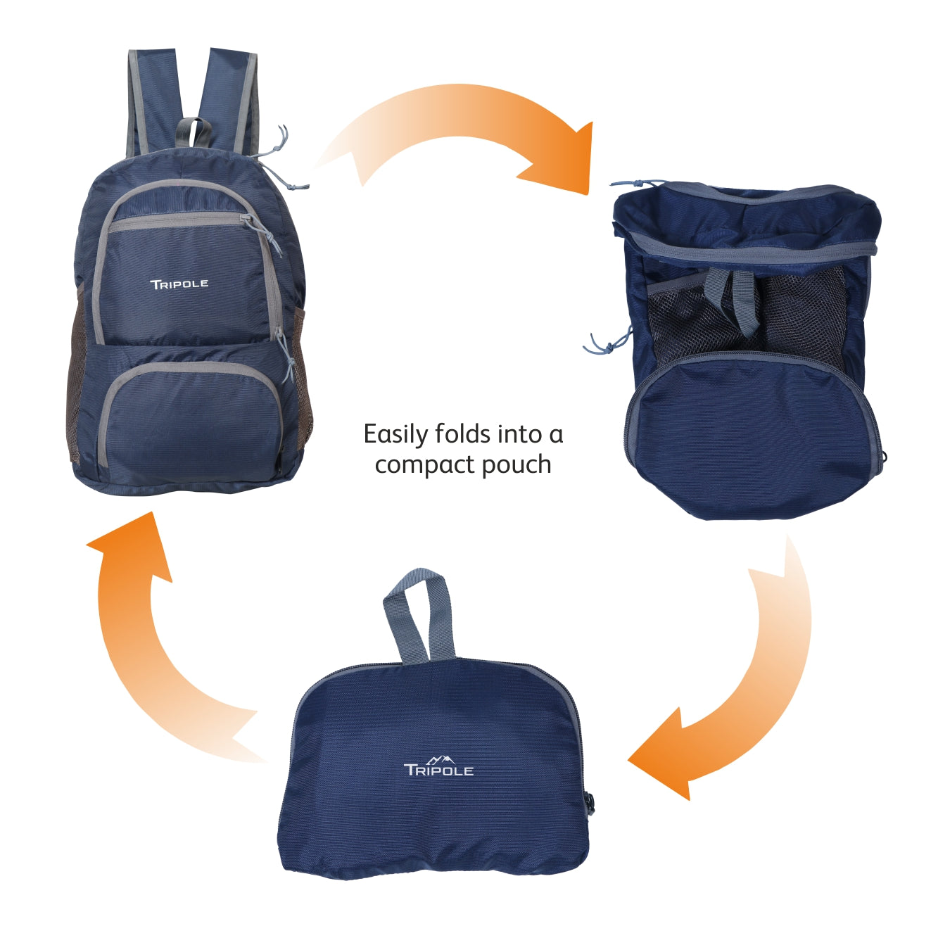 Tripole Foldable Blue How to Fold - 20 Litre Day Bag Backpack Trekking Daily Use