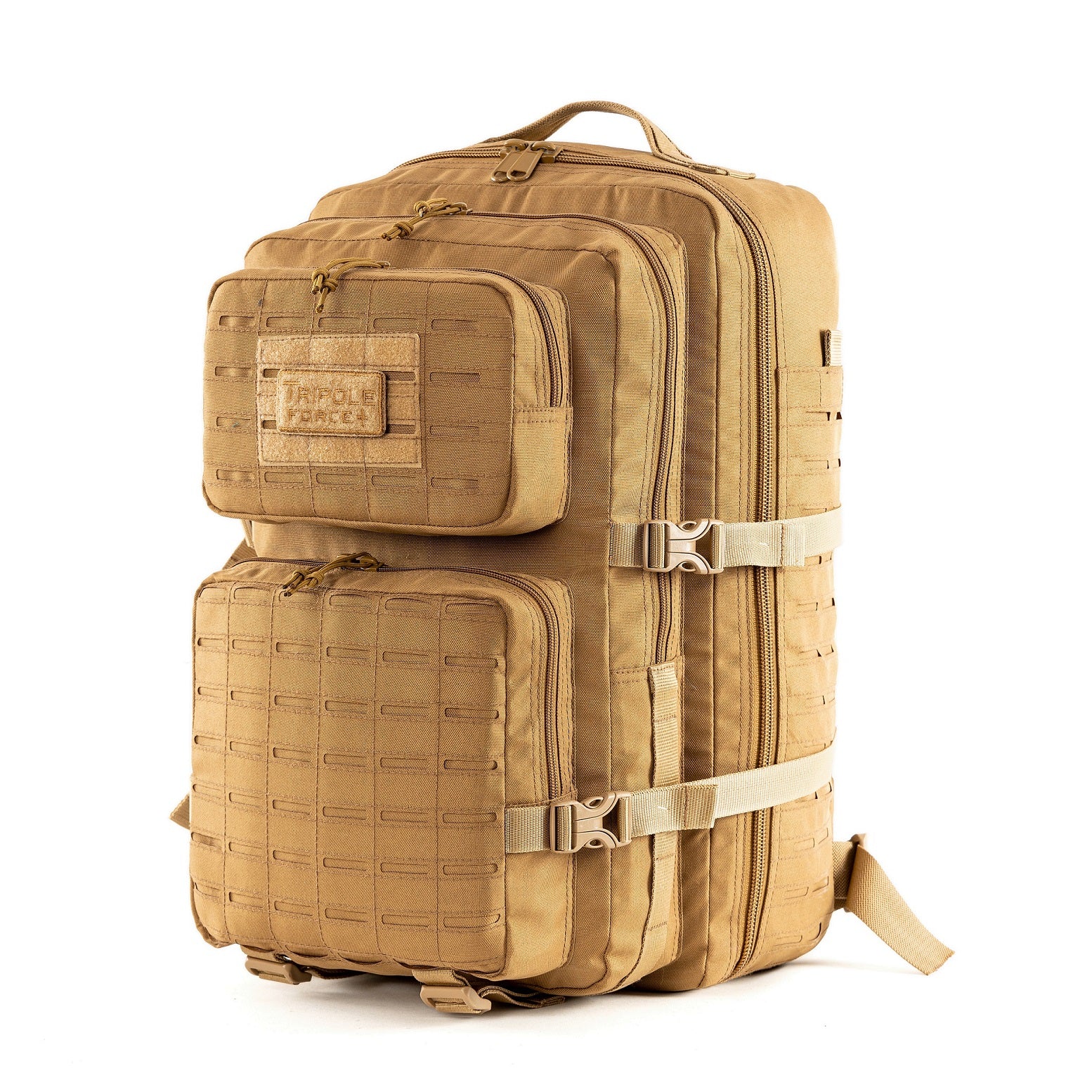 Tripole Force Plus Tactical Army Backpack Khaki Front 50 Litre Travelling Trekking Hiking MOLLE