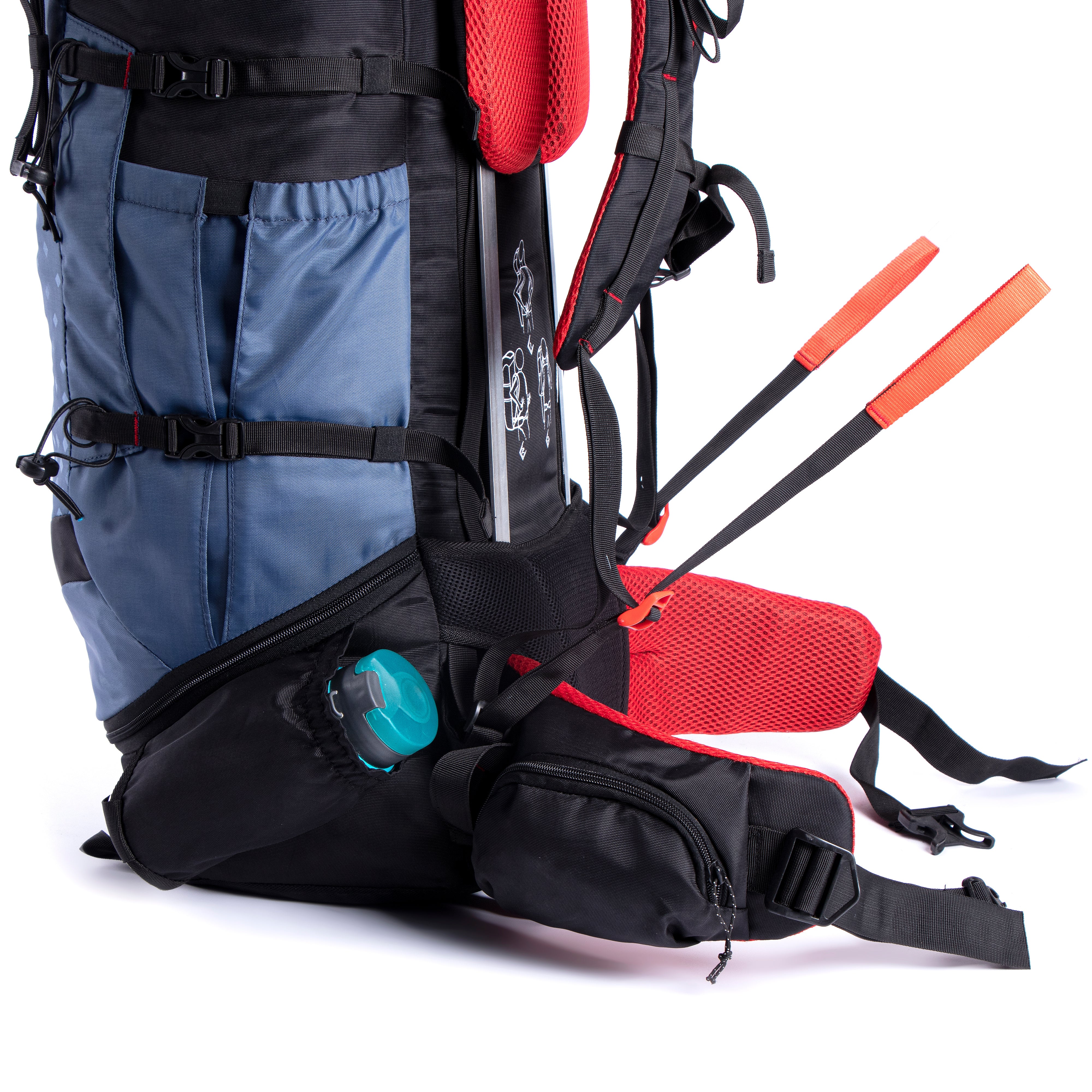 Tripole Terra 75L Blue Side Rucksack Backpacking Trekking Hiking Travelling