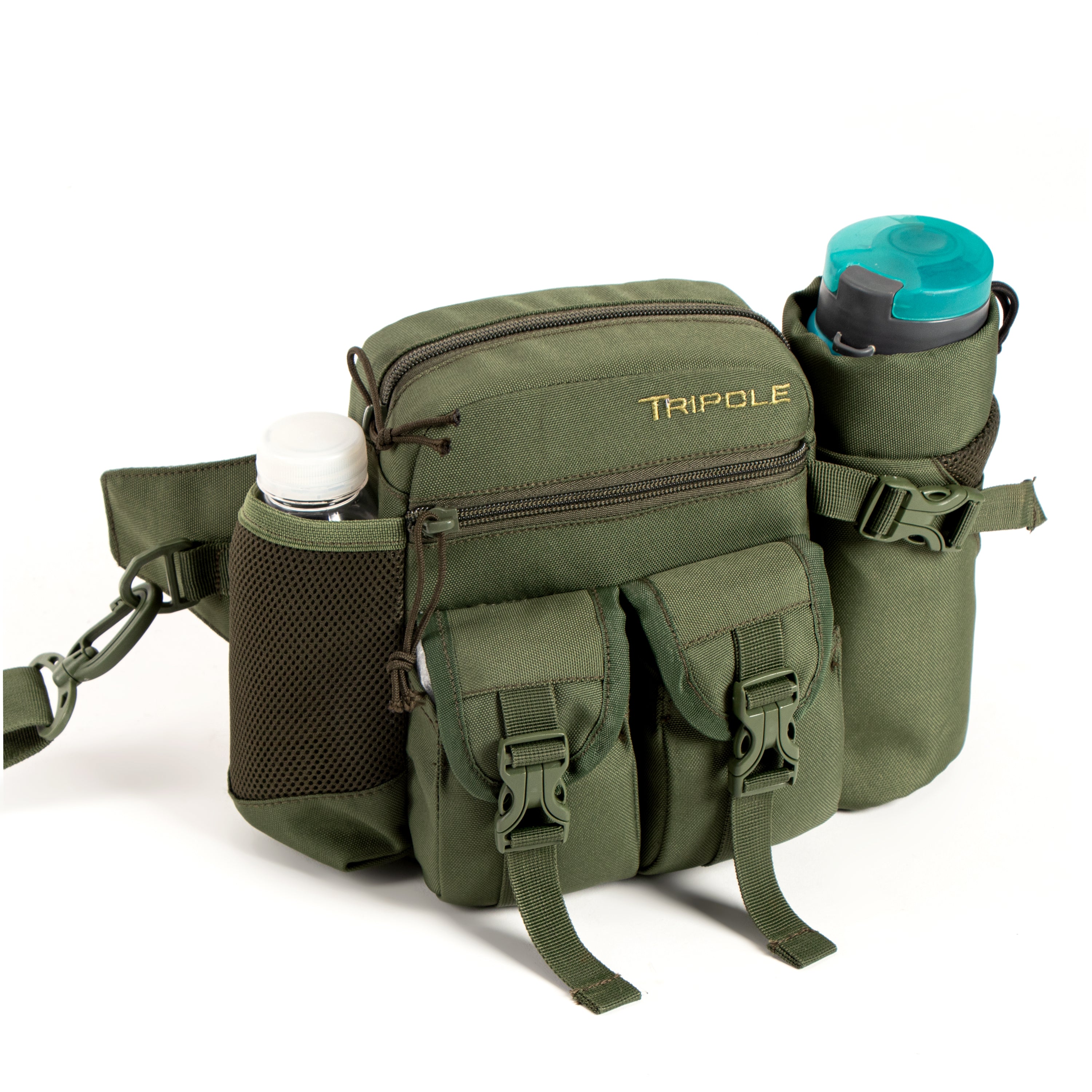 Tripole Waist Pack Detachable Bottle Holder Army Green Front Trekking Hiking Backpacking Travelling