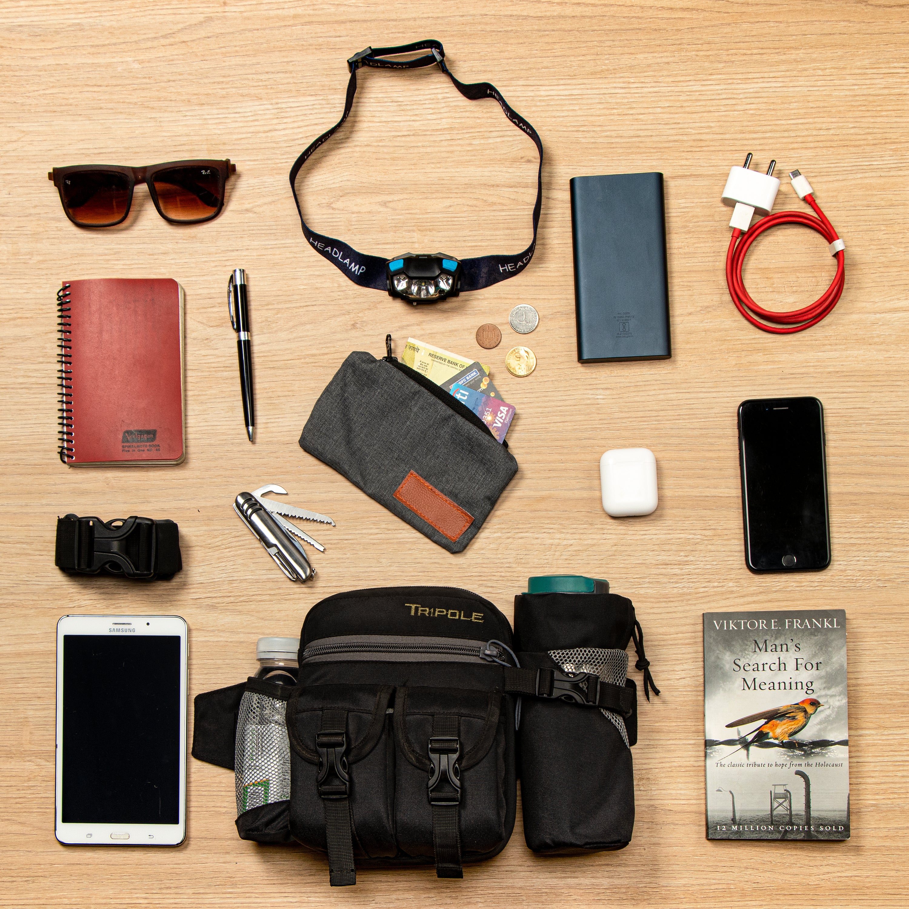 Tripole Waist Pack Detachable Bottle Holder Black Styled Trekking Hiking Backpacking Travelling