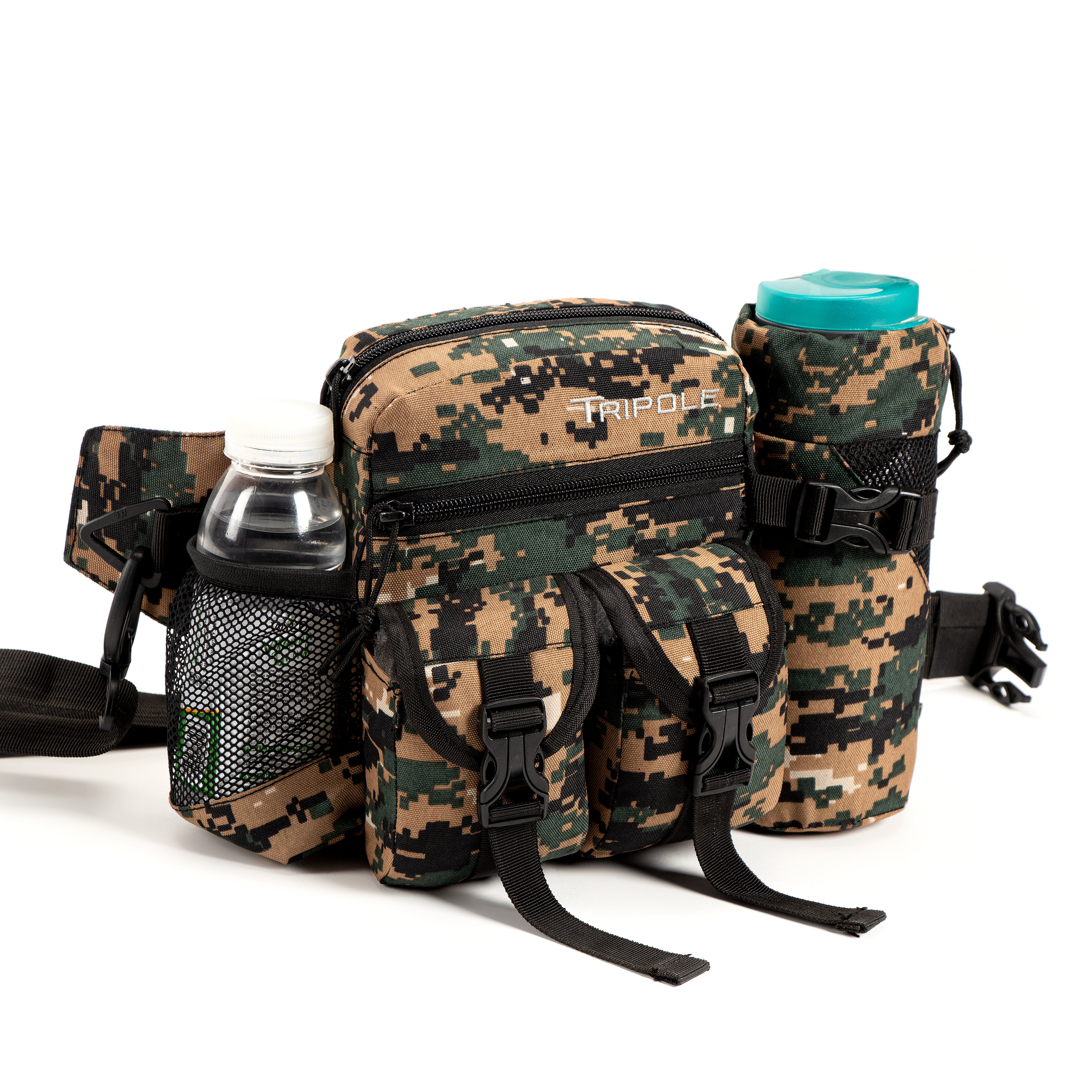 Tripole Waist Pack Detachable Bottle Holder Digital Camouflage Front Trekking Hiking Backpacking Travelling