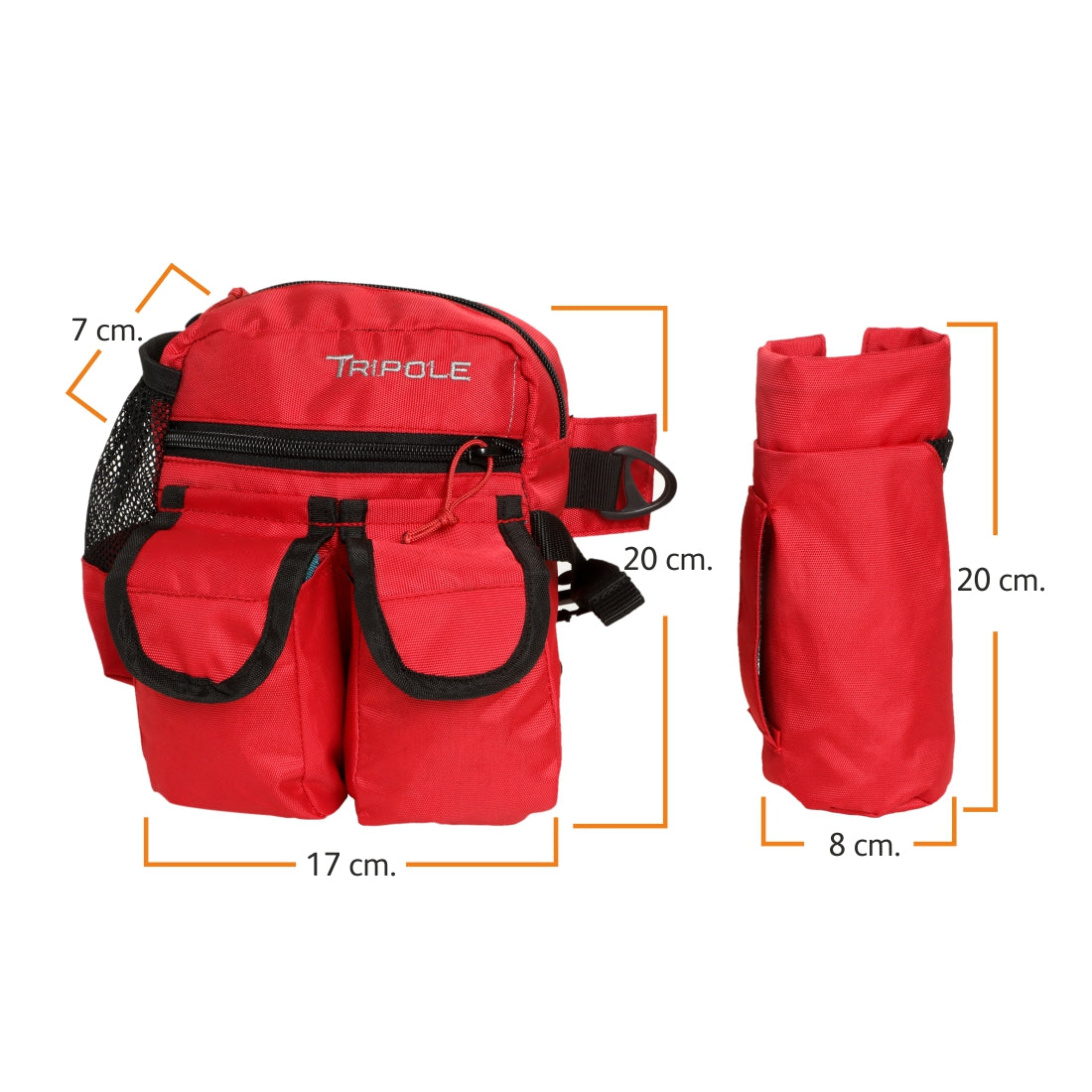Tripole Waist Pack Detachable Bottle Holder Red Dimensions Trekking Hiking Backpacking Travelling