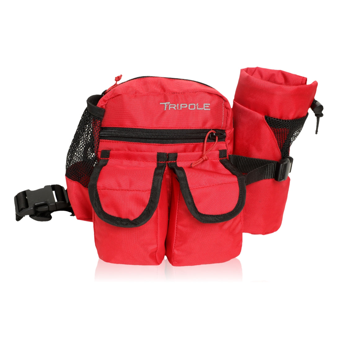 Tripole Waist Pack Detachable Bottle Holder Red Front Trekking Hiking Backpacking Travelling
