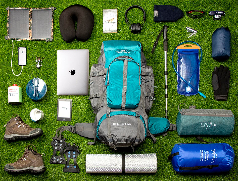 Tripole Walker 65L Grey Sea Green Styled - Internal Frame Rucksack for Hiking Trekking Backpacking Travelling