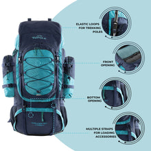 Tripole Walker Pro Internal Frame Rucksack for Travel and Trekking | Front Opening | Laptop Sleeve | Water Repellent | Rain Cover | 3 Year Warranty | 60 Litre Blue
