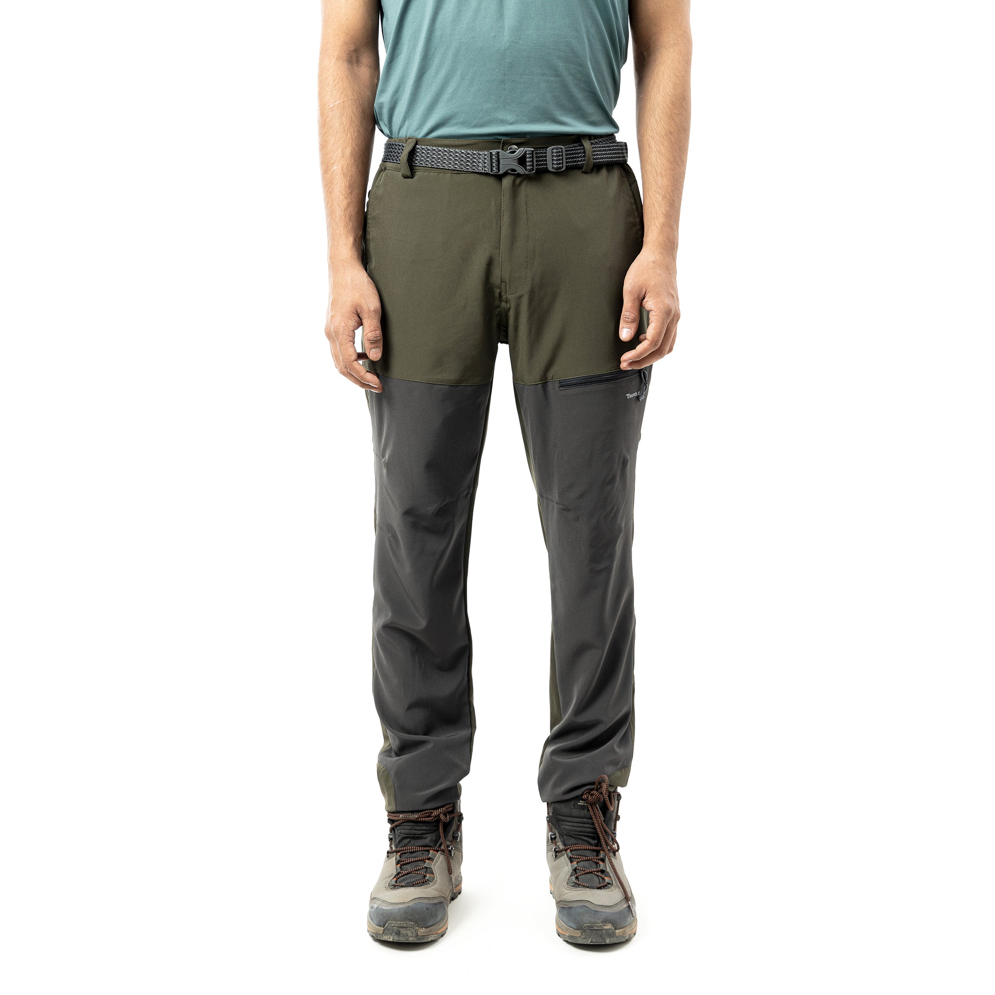 Mens Trekking and Hiking Pants and Trousers l Green  Grey  Tripole Gears
