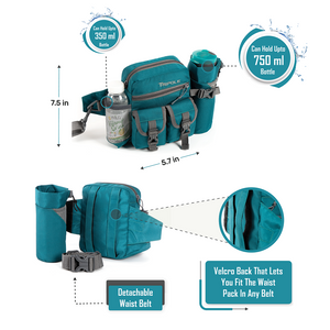 Tripole Waist Pack with Detachable Bottle Holder - Multi-Utility Waist and Sling Bag for Hiking, Cycling, and Backpacking | Sea Green
