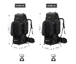 Colonel Series 80 Litre Rucksack + Detachable Day Pack & Rain Cover | Black