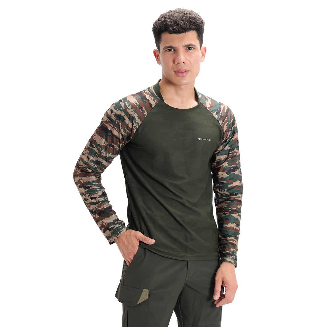 Full Sleeve Hiking and Trekking T-Shirt & Jersey | Green,Camo