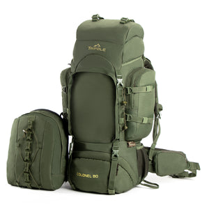 Colonel Series 80 Litre Rucksack + Detachable Day Pack & Rain Cover | Army Green