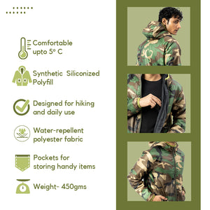 Tripole Men's Winter Jacket 5°C Comfort - Trekking and Daily Use | Digital Camouflage