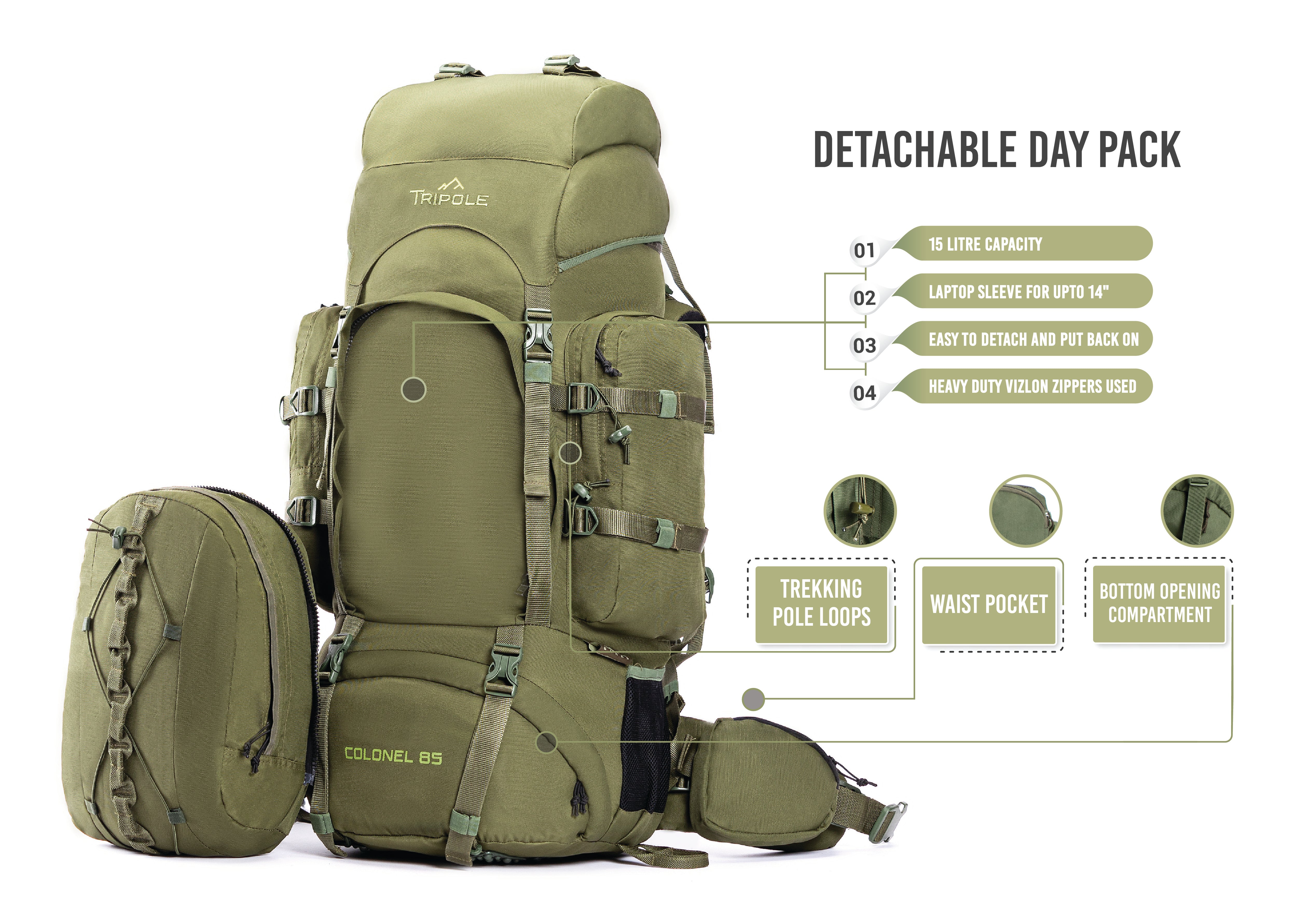 Backpack with detachable daypack online