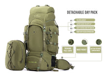 Colonel Series 85 Litre Rucksack + Detachable Day Pack & Rain Cover | Olive Green