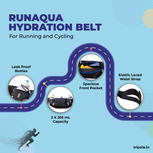 Runaqua Hydration Belt and Waist Pack for Running and Cycling