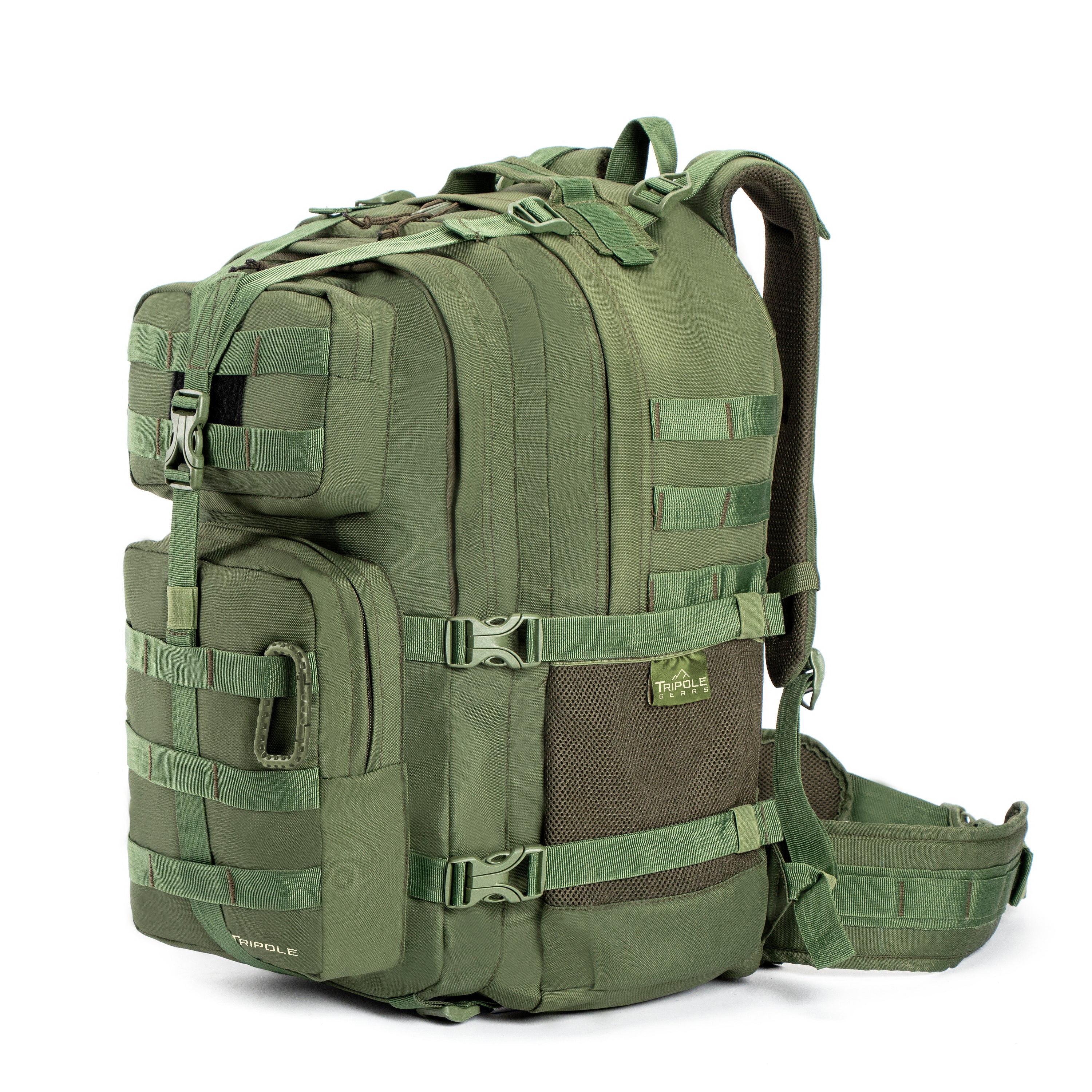 Tripole Alfa Military Tactical Backpack Army Green Front Rucksack Detachable Sling Bag 45 Litres Trekking Travelling Hiking