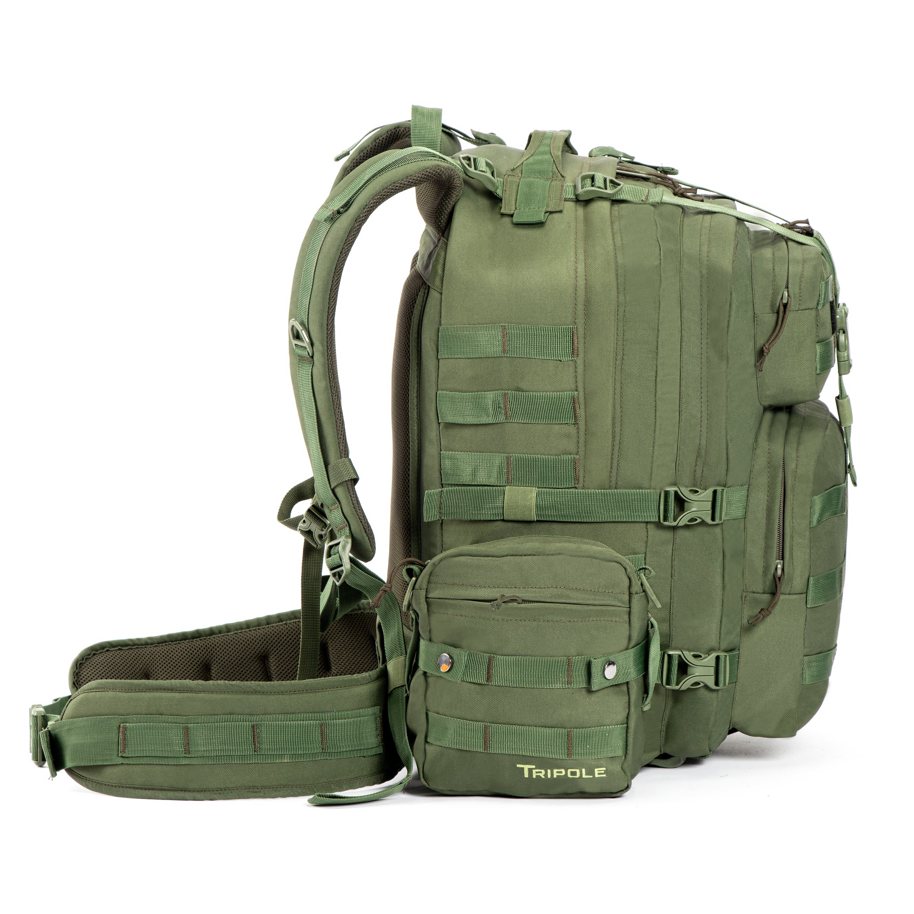 Tripole Alfa Military Tactical Backpack Army Green Side Rucksack Detachable Sling Bag 45 Litres Trekking Travelling Hiking
