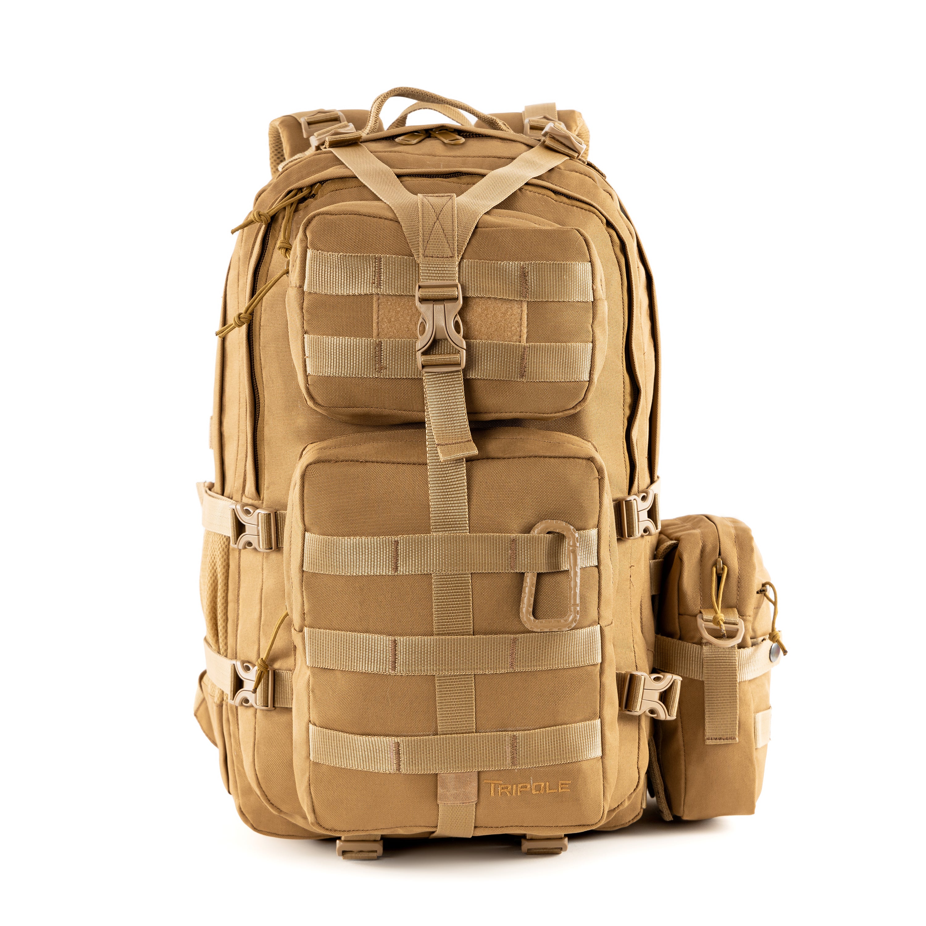 Tripole Alfa Military Tactical Backpack Khaki Front Rucksack Detachable Sling Bag 45 Litres Trekking Travelling Hiking 