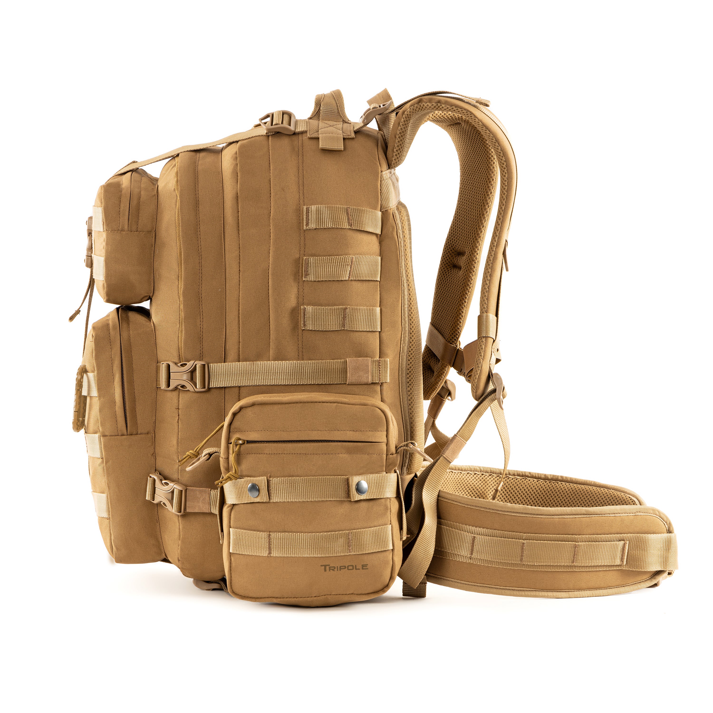 Tripole Alfa Military Tactical Backpack Khaki Side Rucksack Detachable Sling Bag 45 Litres Trekking Travelling Hiking 