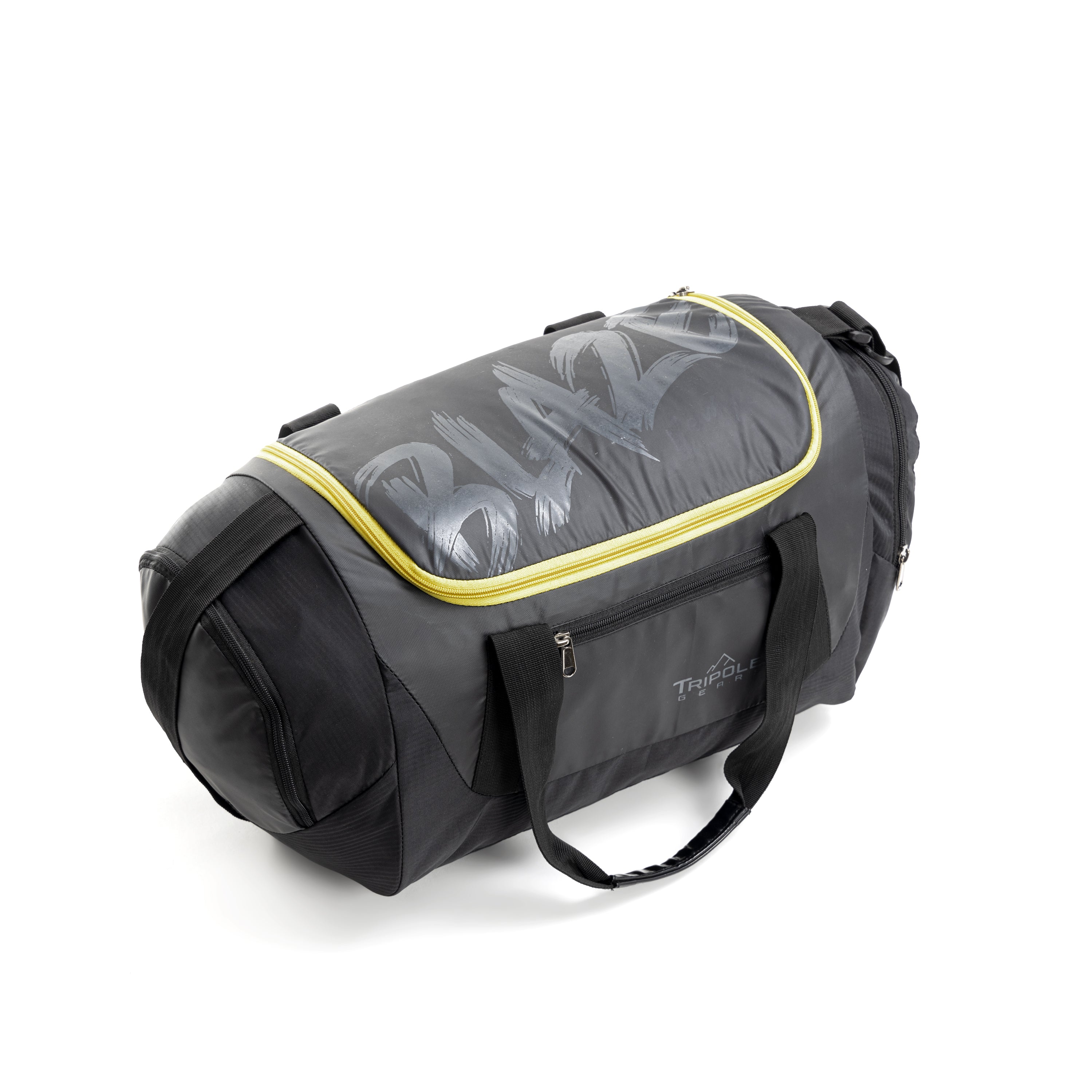 Tripole Blaze Duffel Bag Black Yellow Top  - Gym Sports Travelling 35 litres